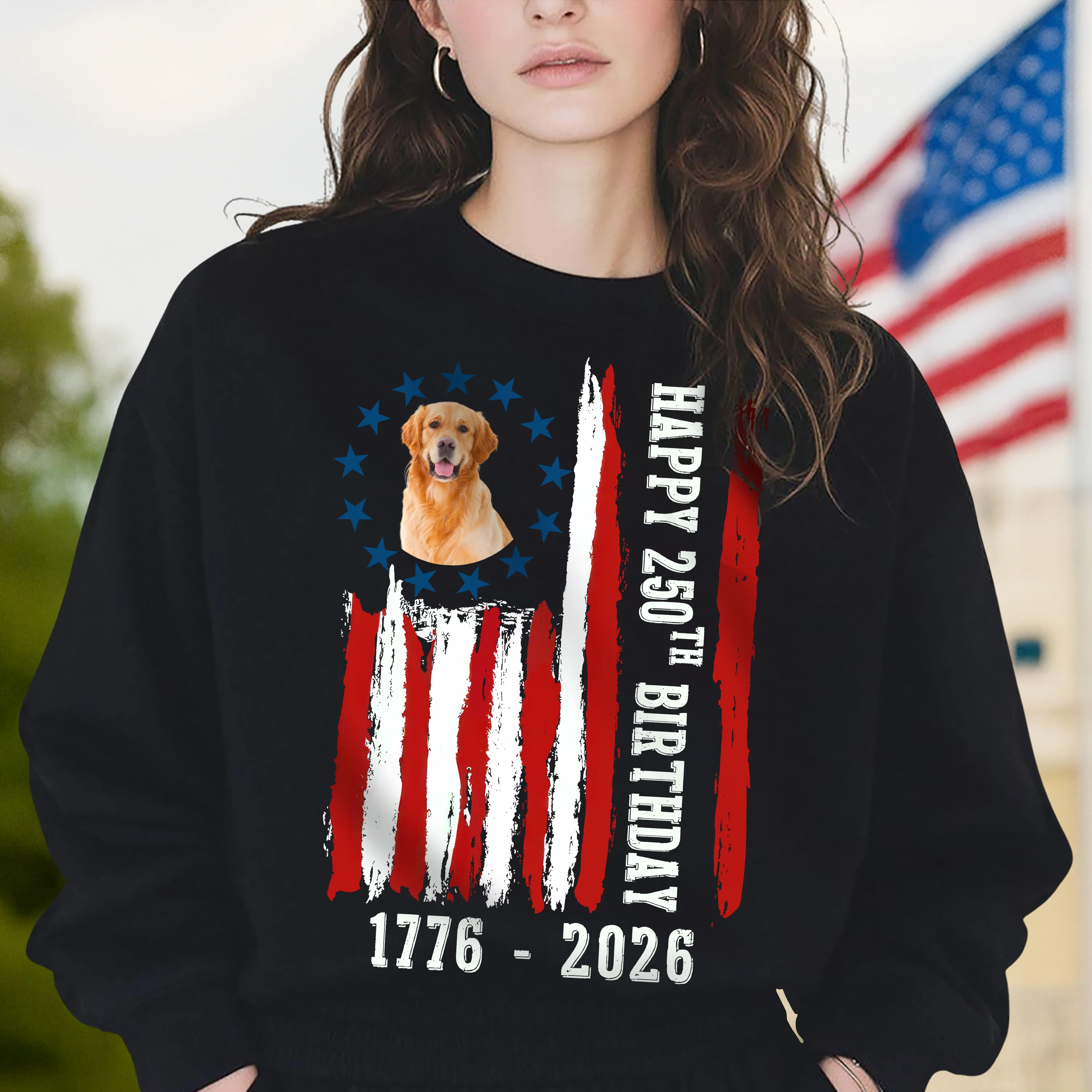 Custom Dog Photo Happy 250 Years Of Freedom Patriot Dark Shirt LM32 895215 - Image 2