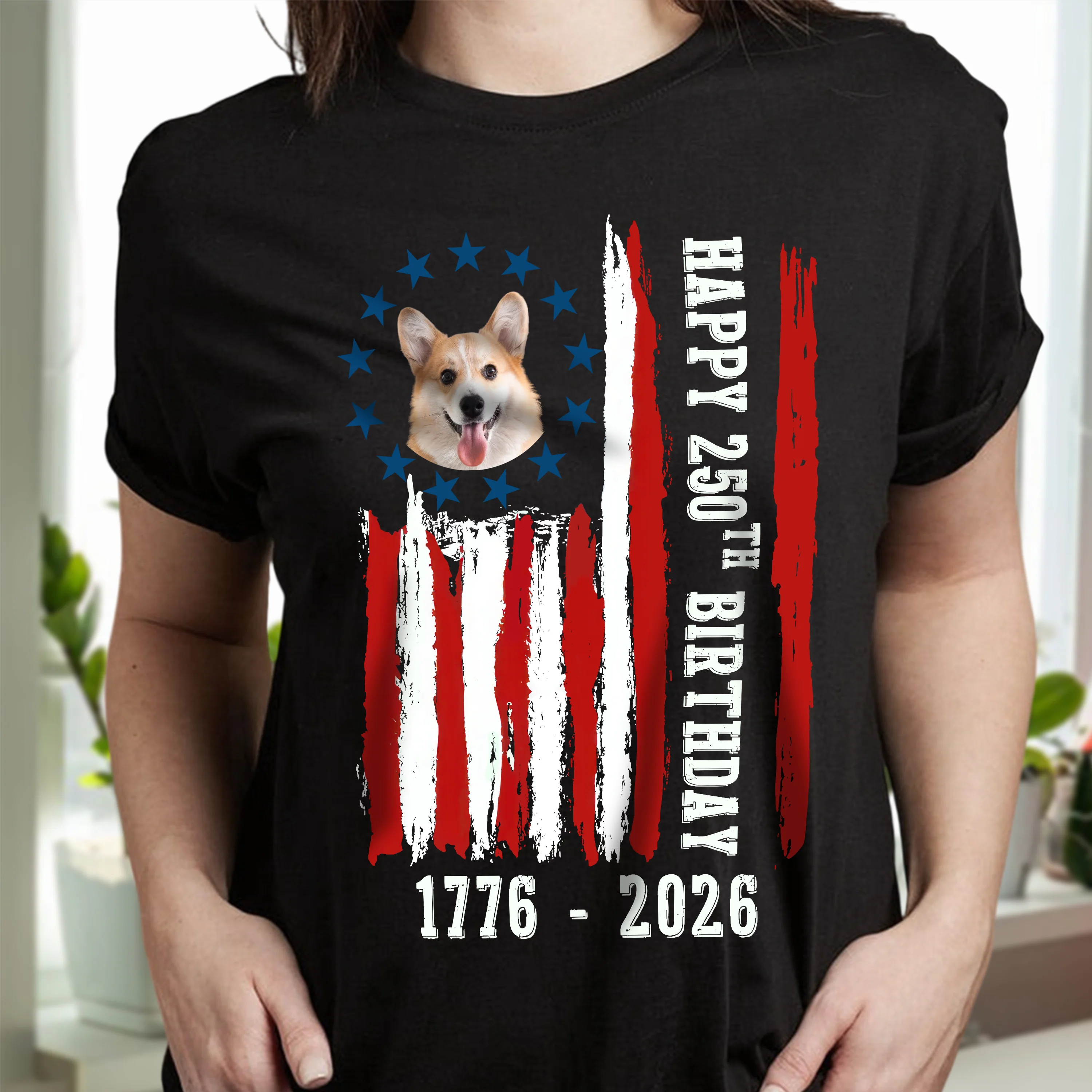 Custom Dog Photo Happy 250 Years Of Freedom Patriot Dark Shirt LM32 895215 - Image 5