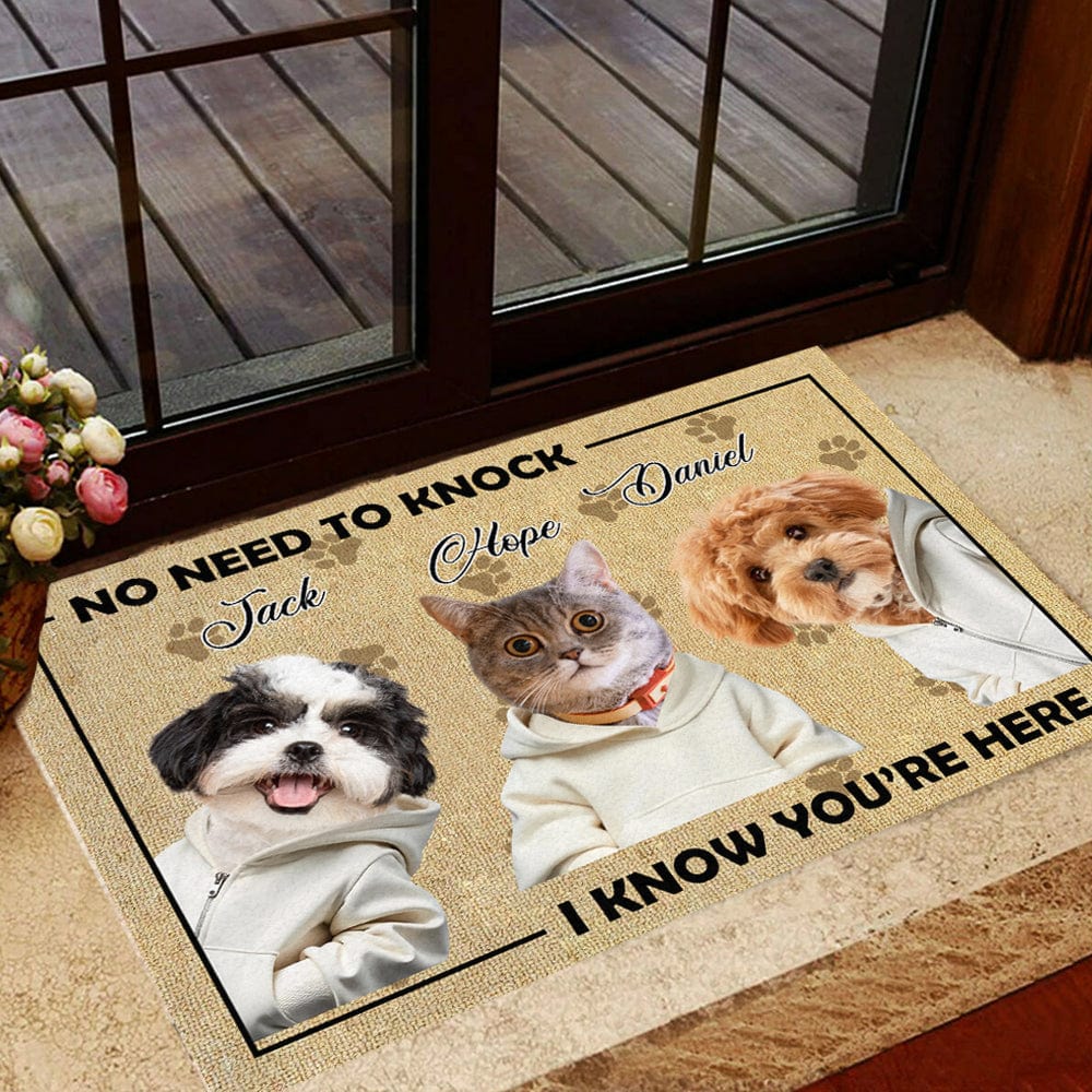 Custom Dog Photo No Need To Knock My Dog Already Told Me Doormats LM32 893085 - Image 4