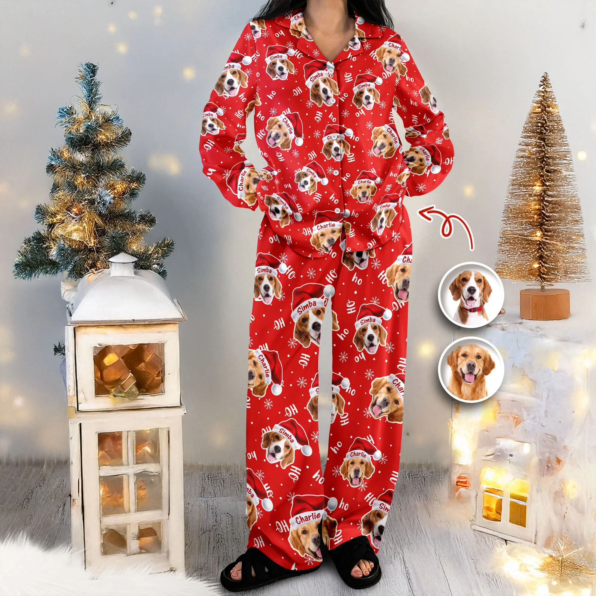 Custom Dog Photo Santa Claus Matching Christmas Pajamas LM32 895693 - Image 6
