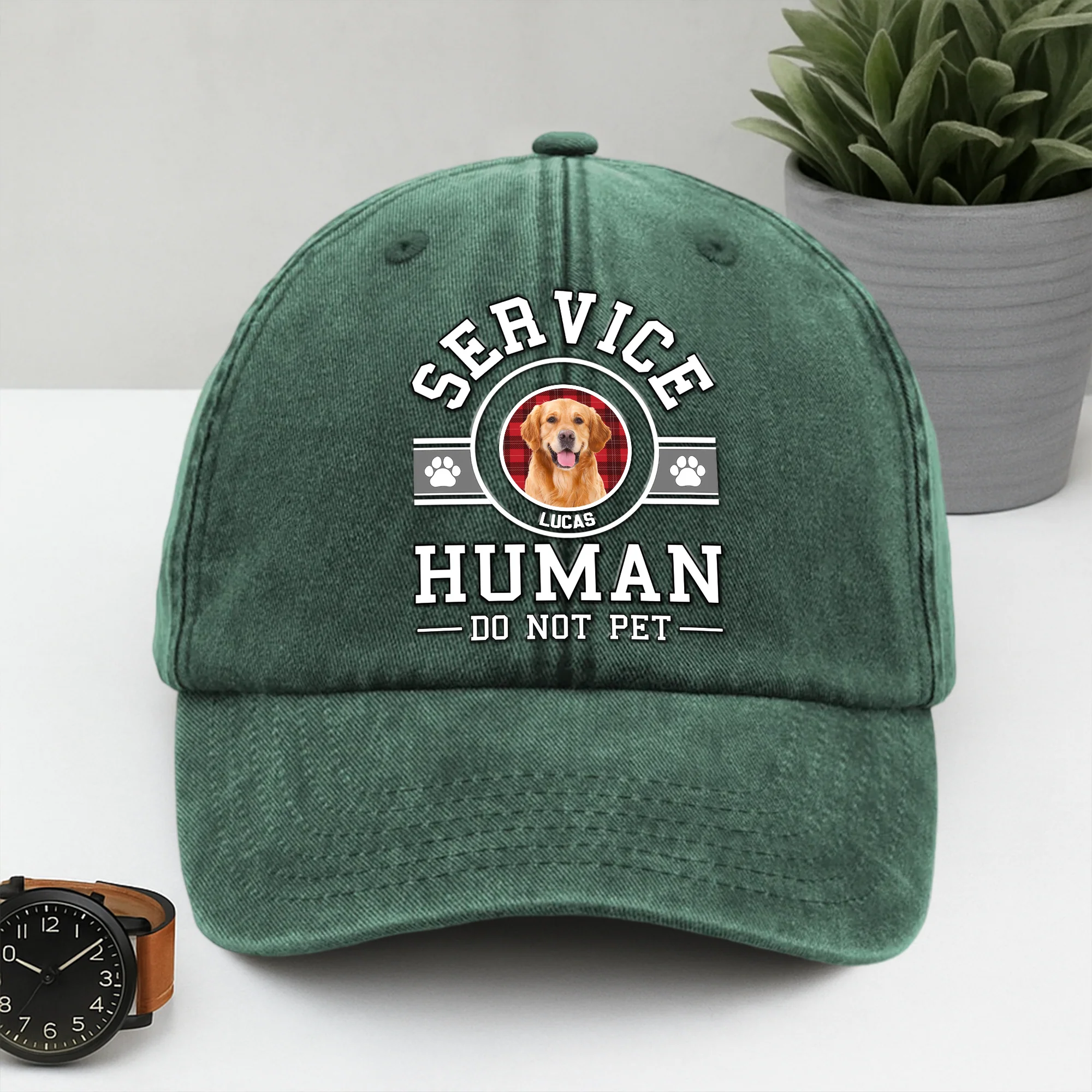 Custom Dog Photo Service Human Washed Denim Baseball Cap Gift LM32 893515 - Image 2