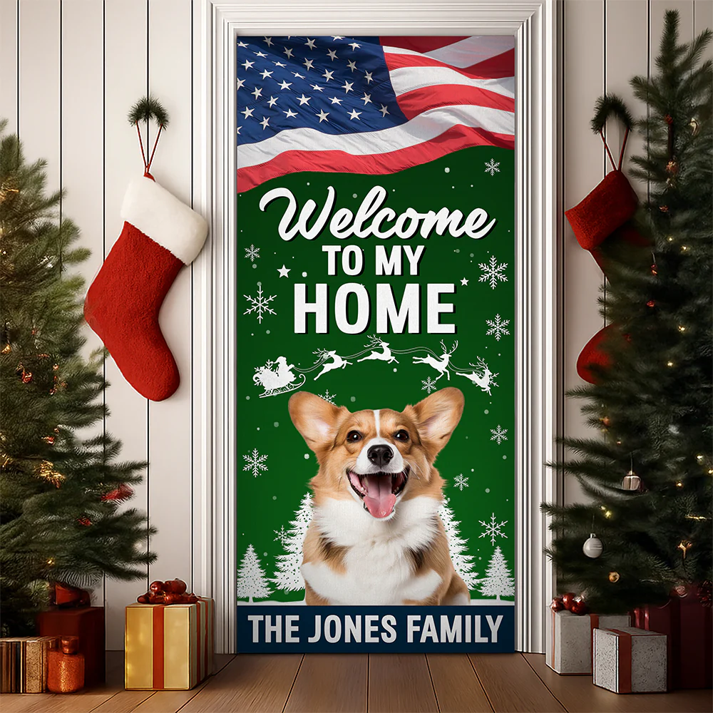 Custom Dog Photo Welcome To My Home Christmas Decoration Door Cover LM32 895653 - Image 2