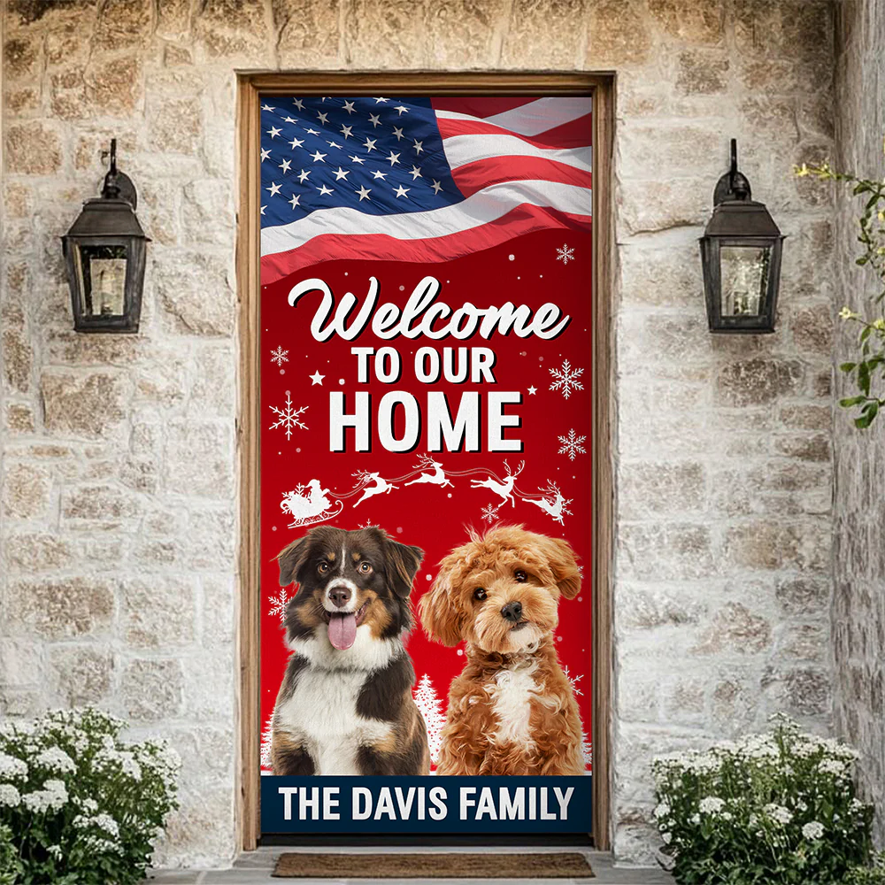 Custom Dog Photo Welcome To My Home Christmas Decoration Door Cover LM32 895653 - Image 3