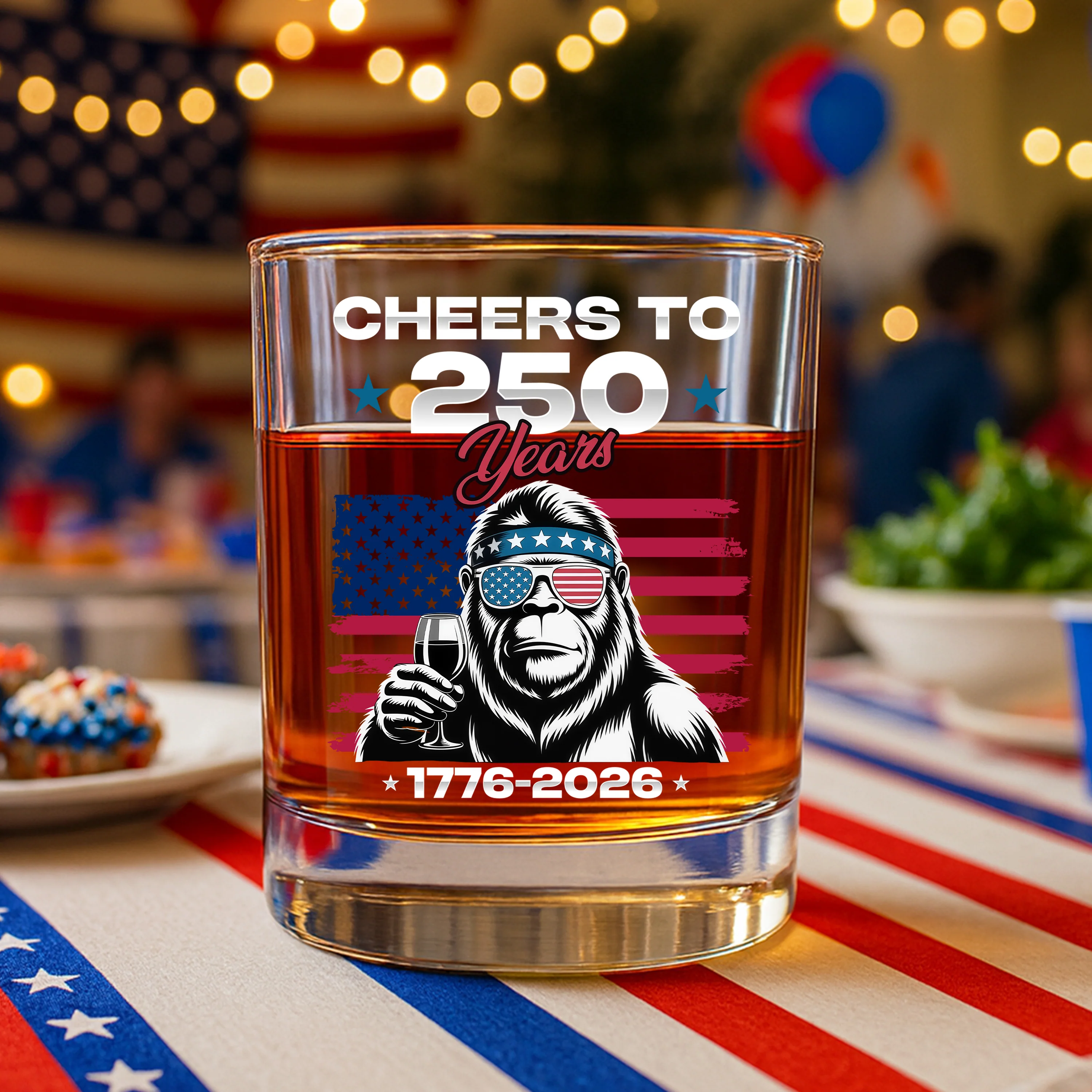 Custom Dog Photo With Big Foot Cheer To 250 Years Of Freedom Patriot Whiskey Glass LM32 895275 - Image 3