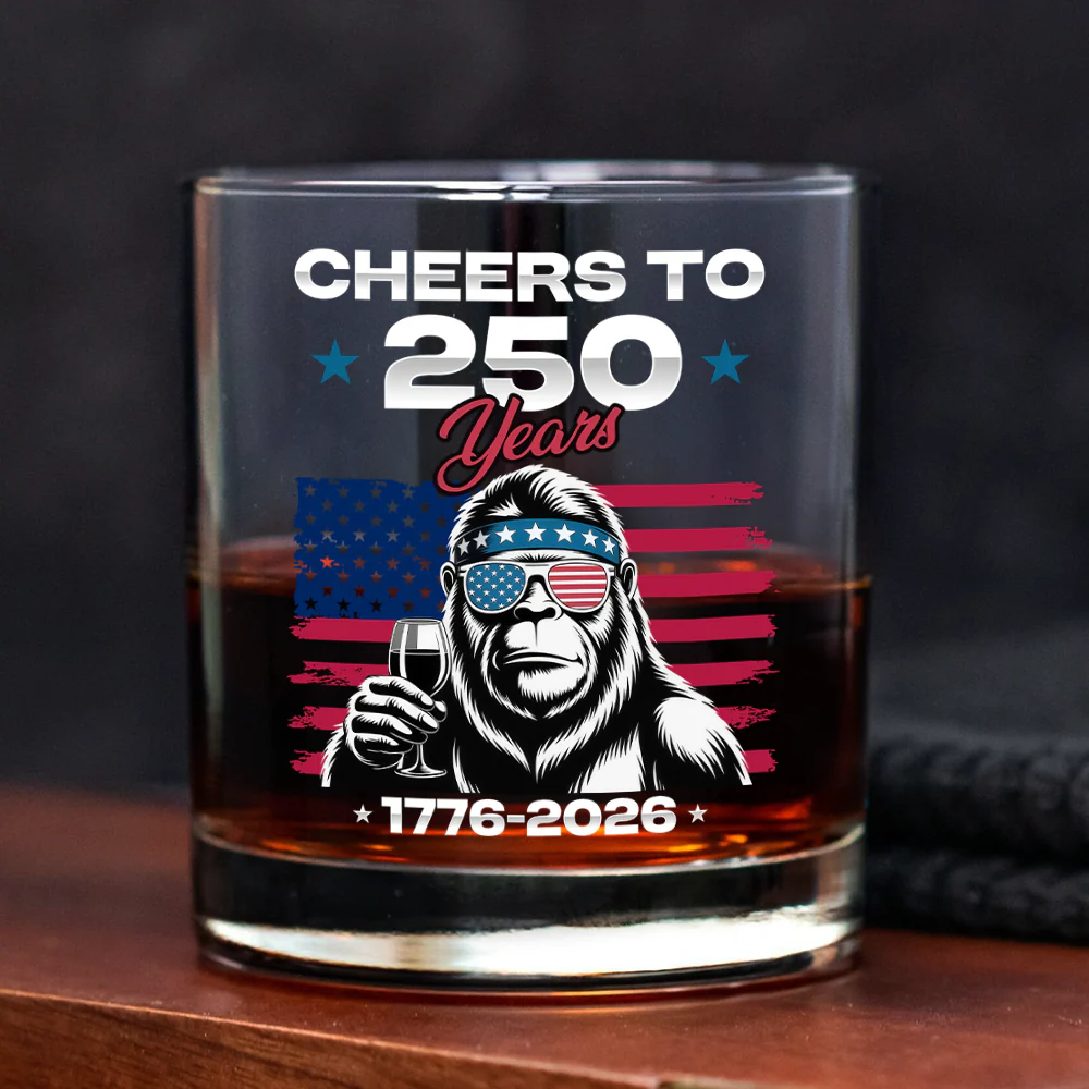 Custom Dog Photo With Big Foot Cheer To 250 Years Of Freedom Patriot Whiskey Glass LM32 895275 - Image 7