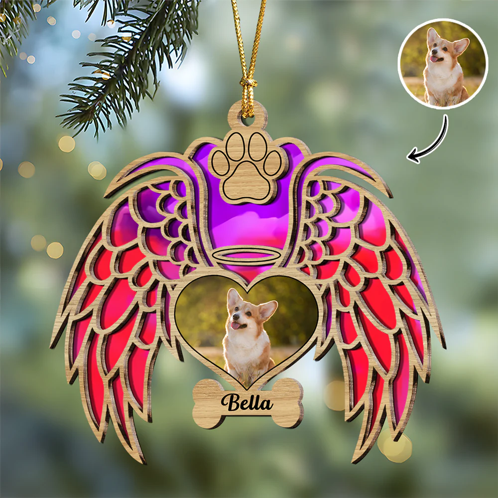 Custom Dog Photo You Were My Angel Memorial 2 Layers Wooden Ornament LM32 895875 - Image 2