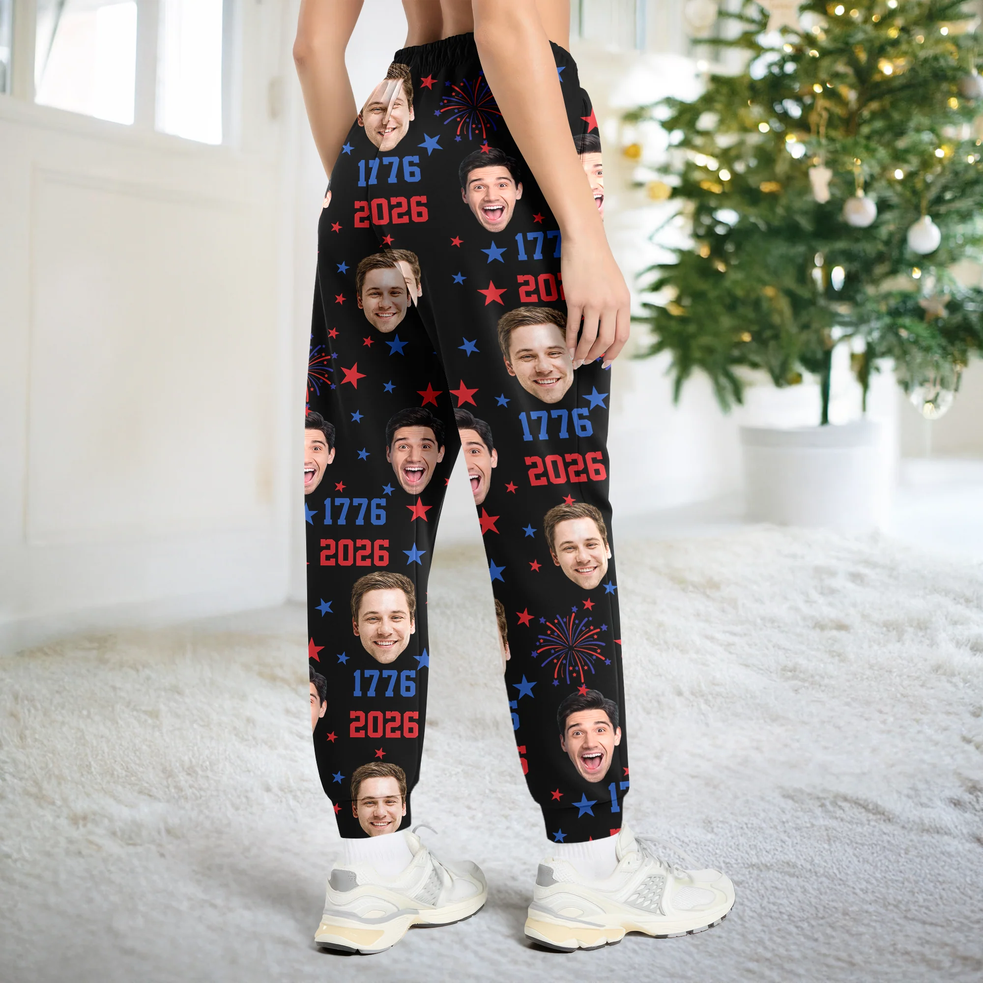 Custom Face Firework USA Red White Blue Matching Sweatpants LM32 895853 - Image 4