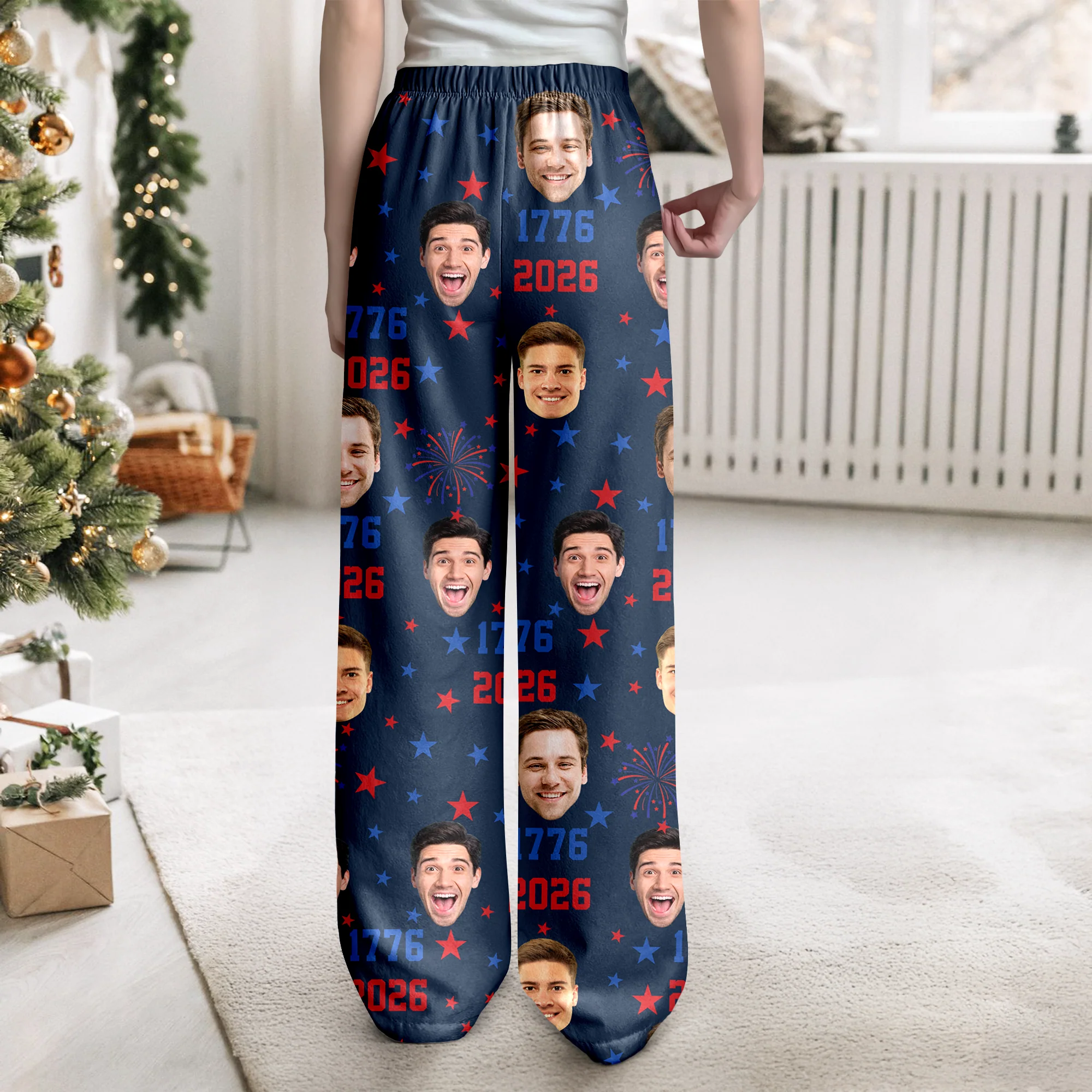 Custom Face Firework USA Red White Blue Matching Sweatpants LM32 895853 - Image 5