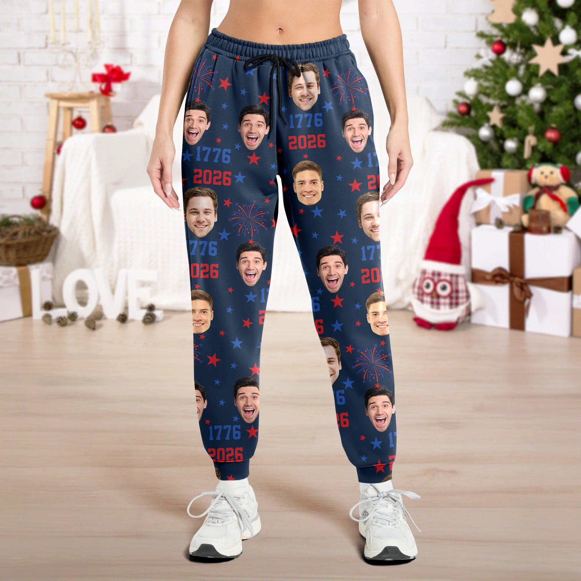Custom Face Firework USA Red White Blue Matching Sweatpants LM32 895853 - Image 6