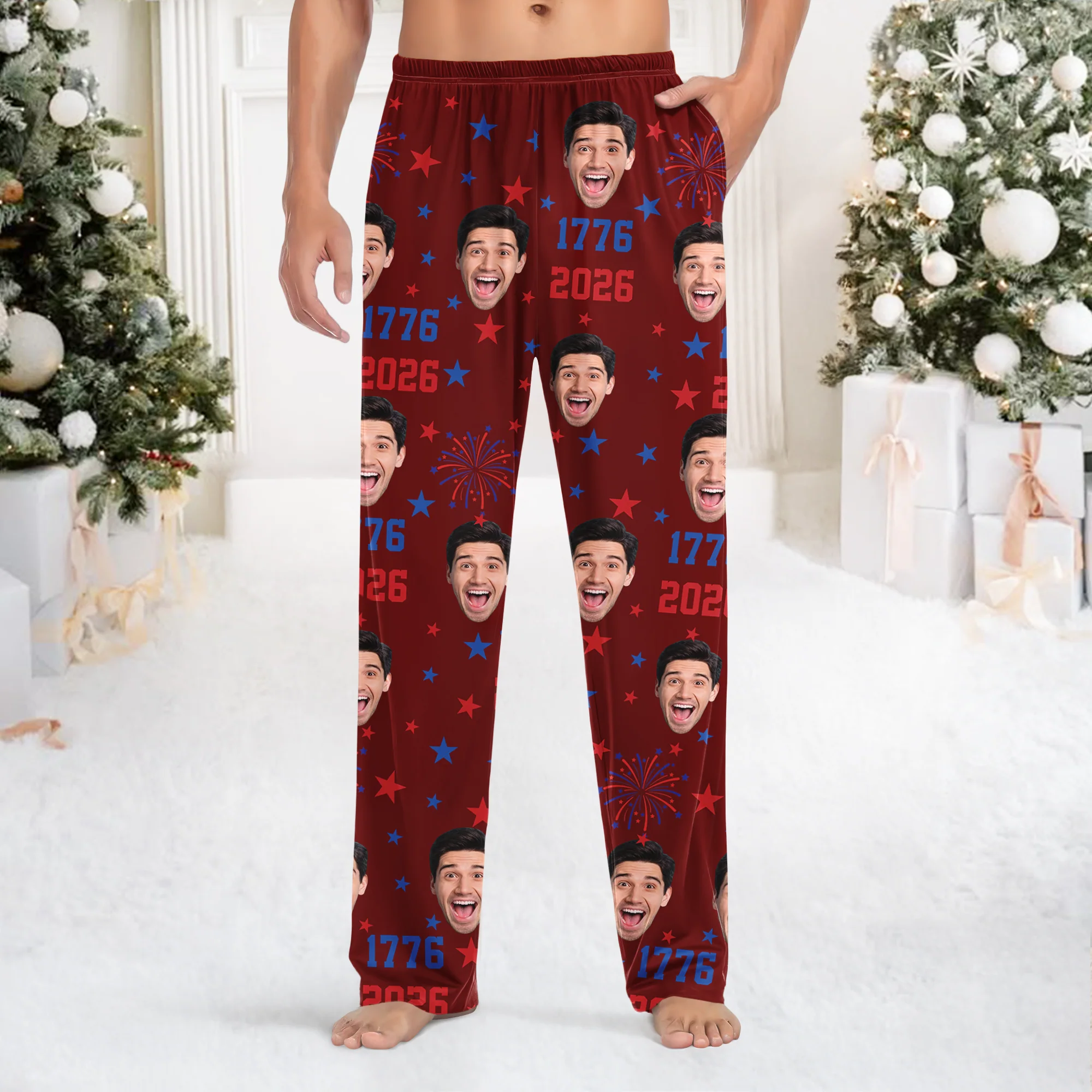 Custom Face Firework USA Red White Blue Matching Sweatpants LM32 895853 - Image 8