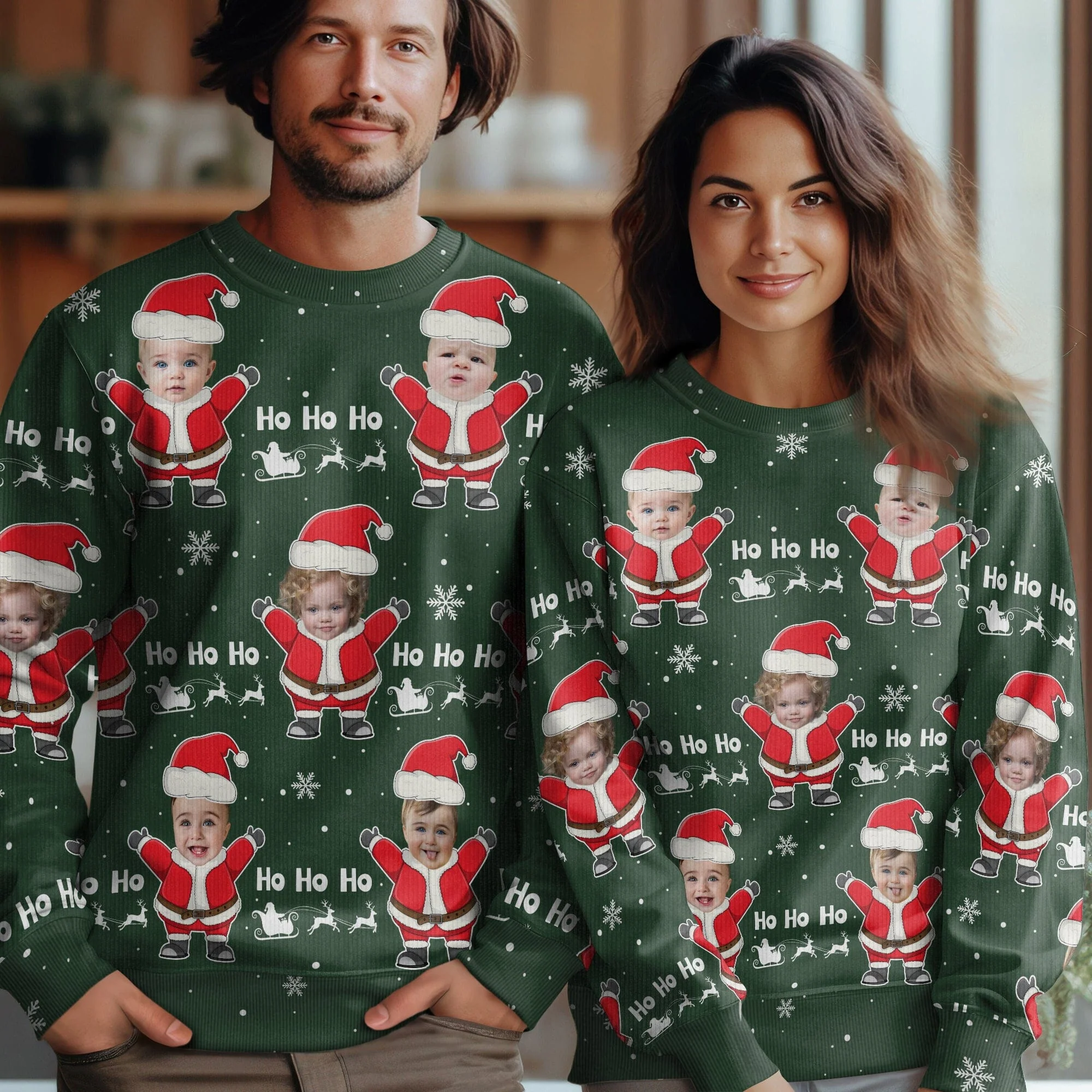 Custom Face Ho Ho Ho Xmas Santa All-Over-Print Ugly Sweater HO82 891715 - Image 8