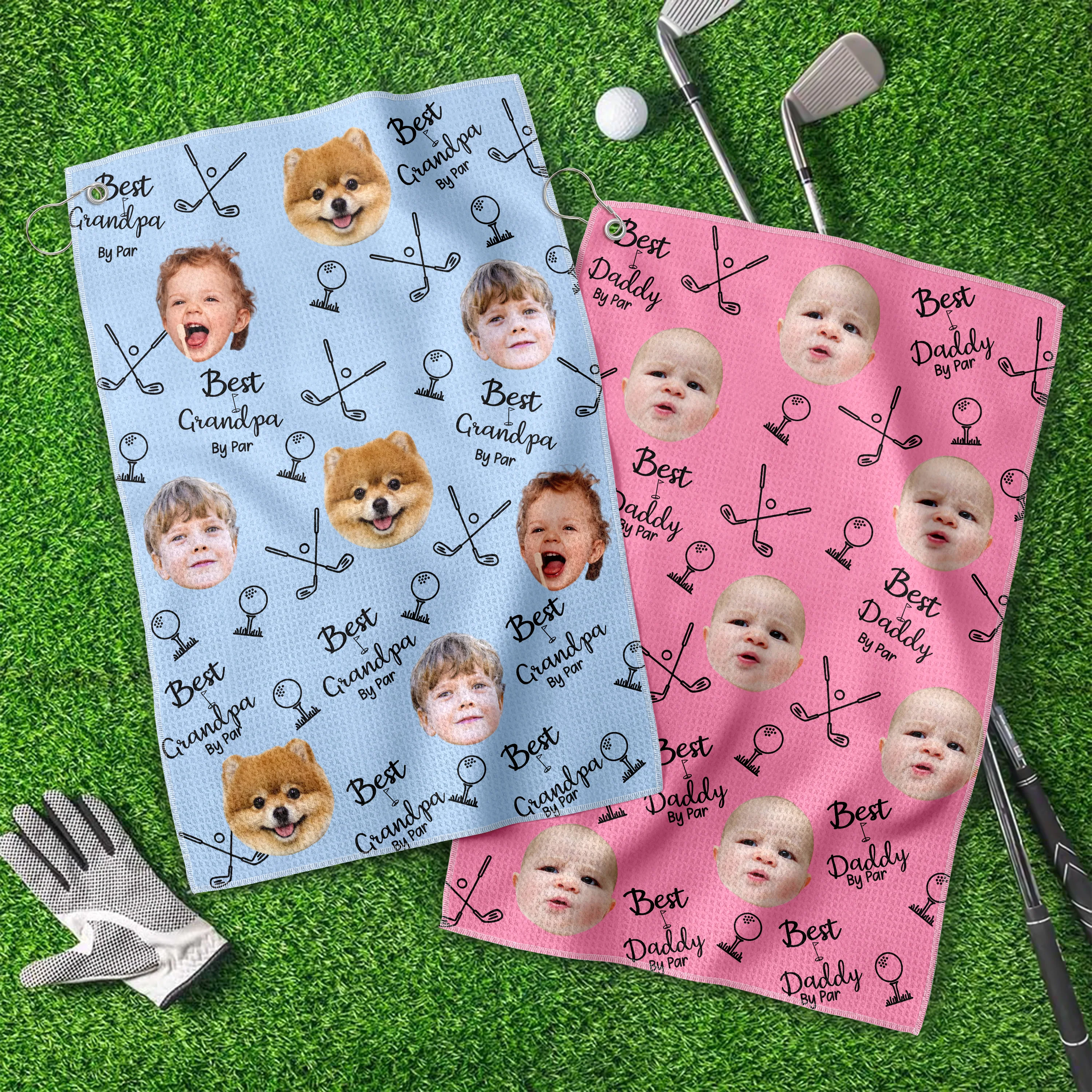 Custom Face Photo Best Dad By Par Dog Family Golf Towel LM32 893643 - Image 3