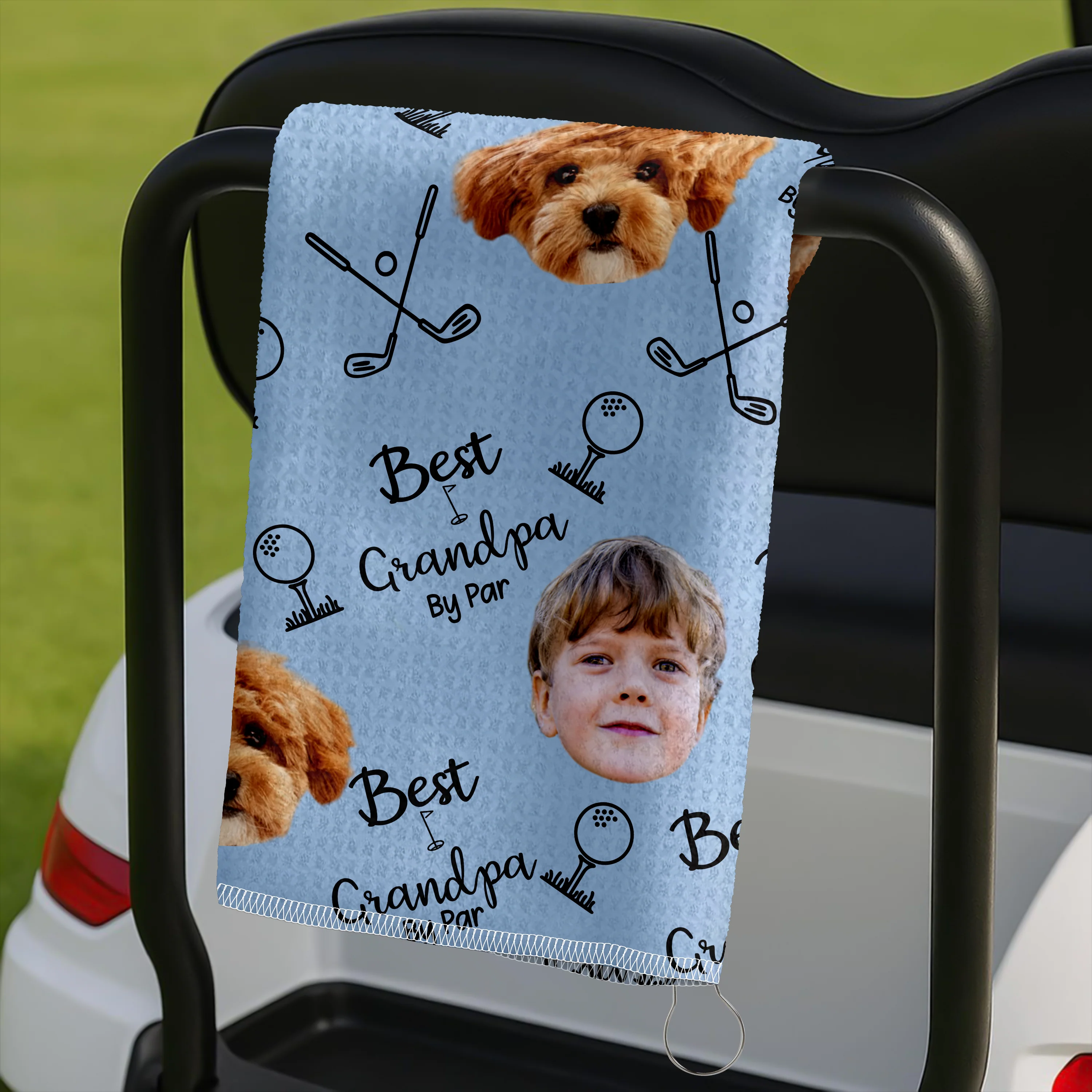 Custom Face Photo Best Dad By Par Dog Family Golf Towel LM32 893643 - Image 4