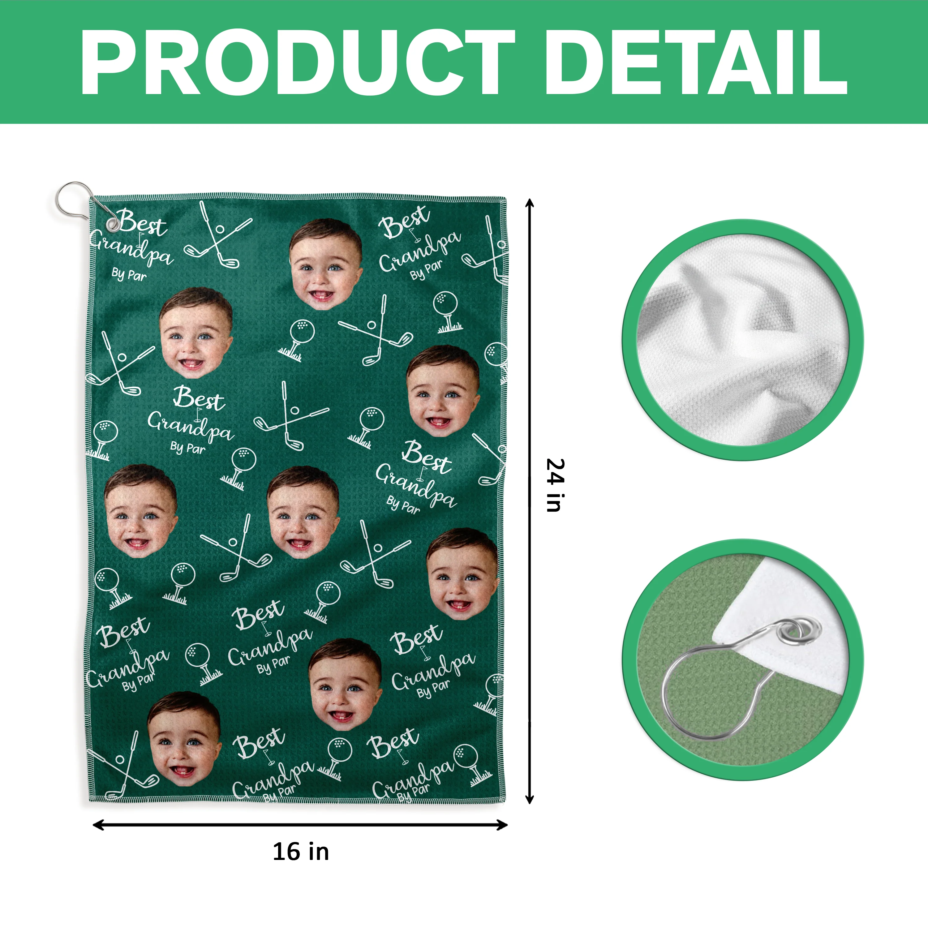 Custom Face Photo Best Dad By Par Dog Family Golf Towel LM32 893643 - Image 7