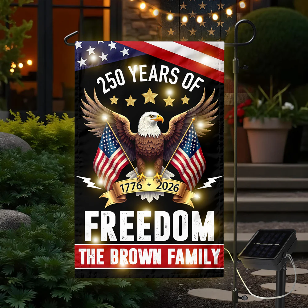 Custom Family Name 250 Years America Freedom With Eagles Garden Flag LM32 895209 - Image 3