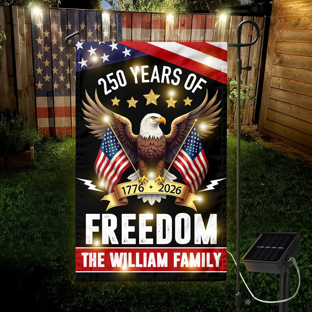 Custom Family Name 250 Years America Freedom With Eagles Garden Flag LM32 895209 - Image 4