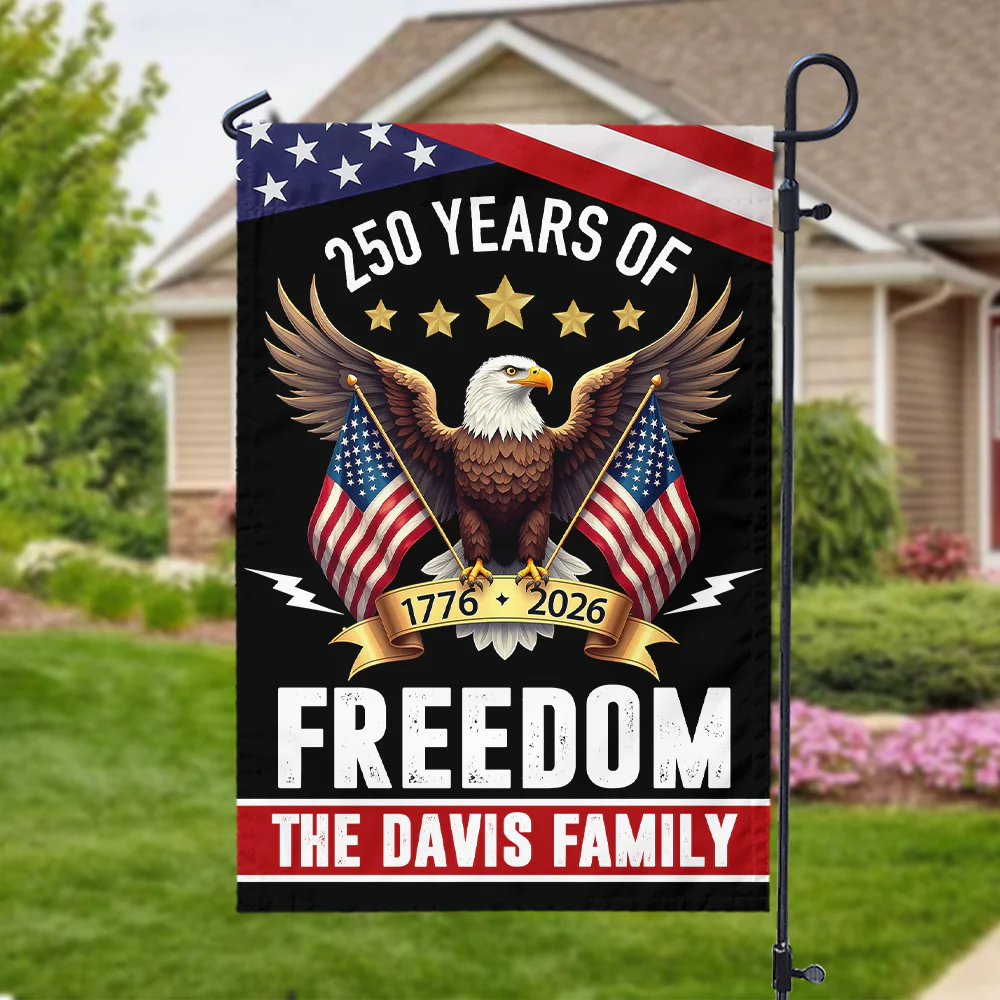 Custom Family Name 250 Years America Freedom With Eagles Garden Flag LM32 895209 - Image 5