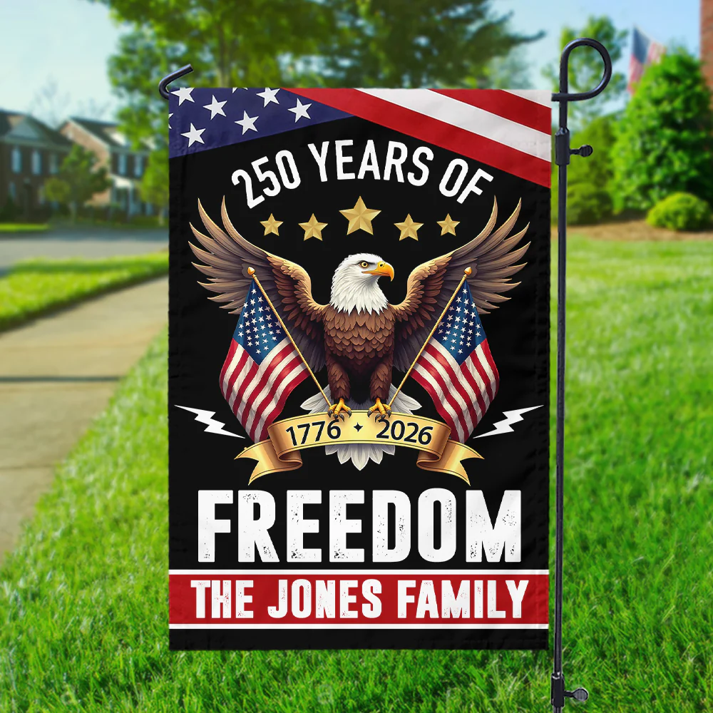 Custom Family Name 250 Years America Freedom With Eagles Garden Flag LM32 895209 - Image 9