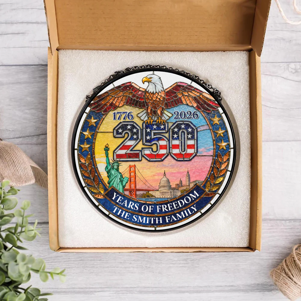 Custom Family Name American Eagle 250 Years Of Freedom Stained Glass Suncatcher LM32 899281 - Image 6