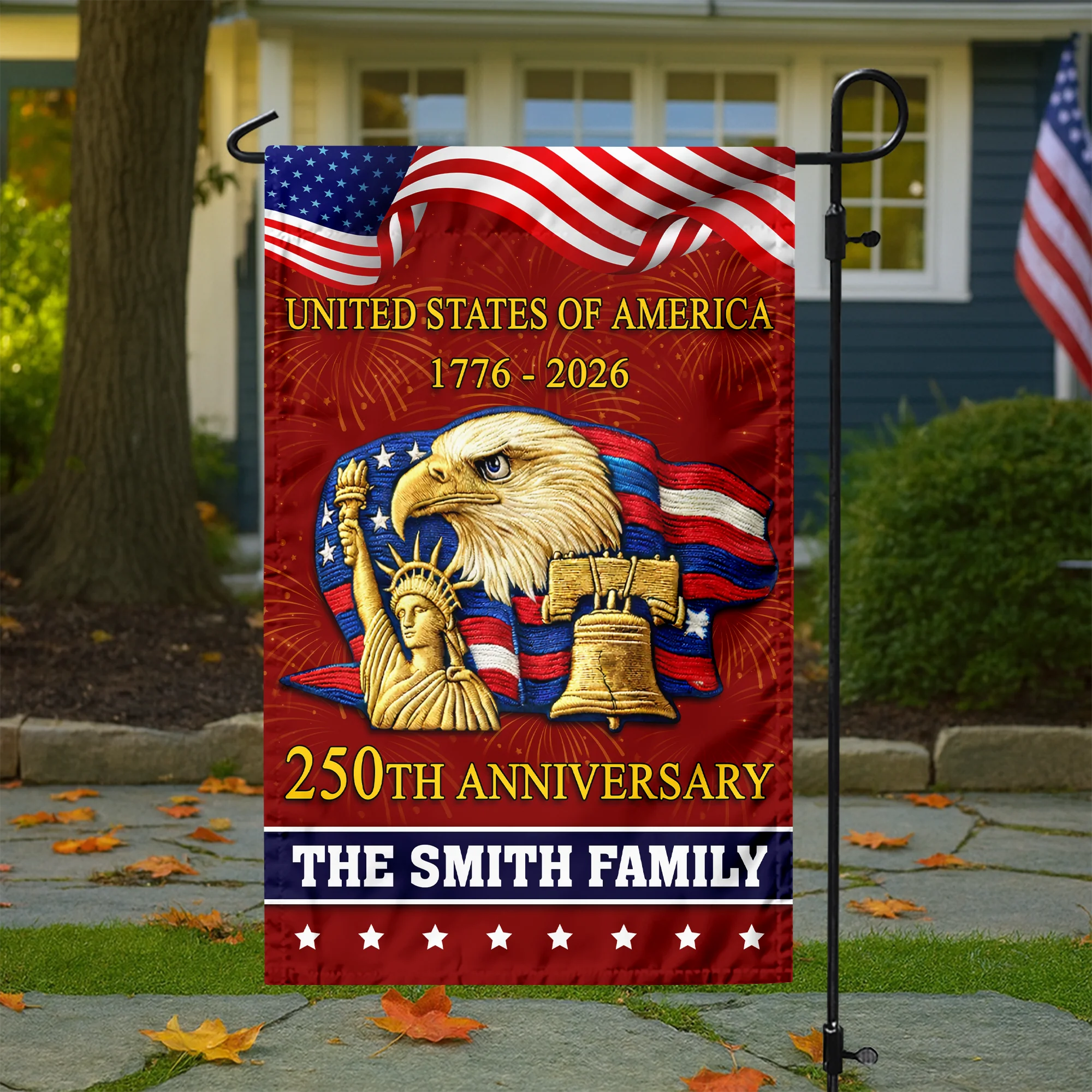Custom Family Name Bald Eagle United States Of America 250th Anniversary Garden Flag LM32 897795 - Image 2