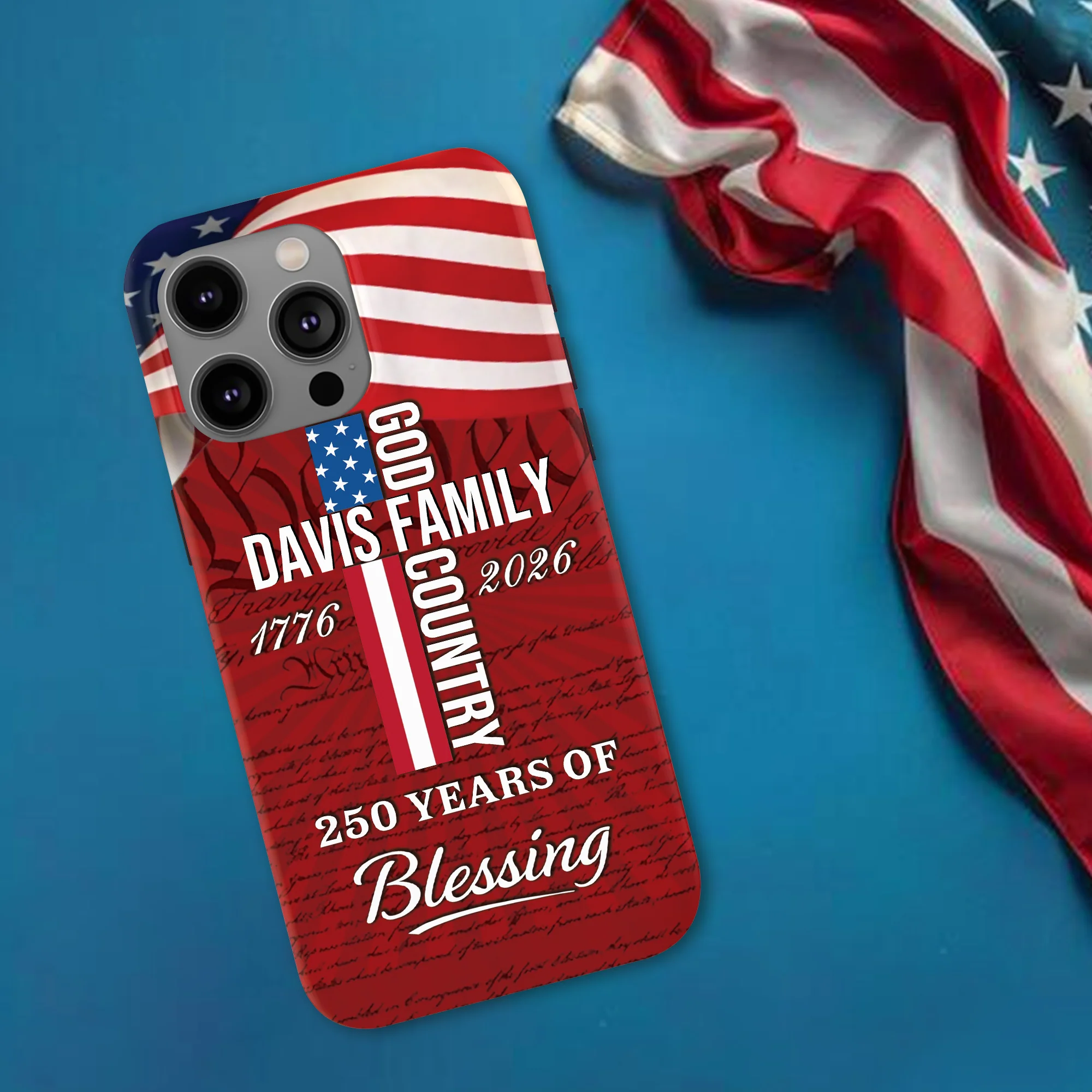 Custom Family Name Patriotic American, 250 Years of Blessing God Phone Case LM32 899021 - Image 2