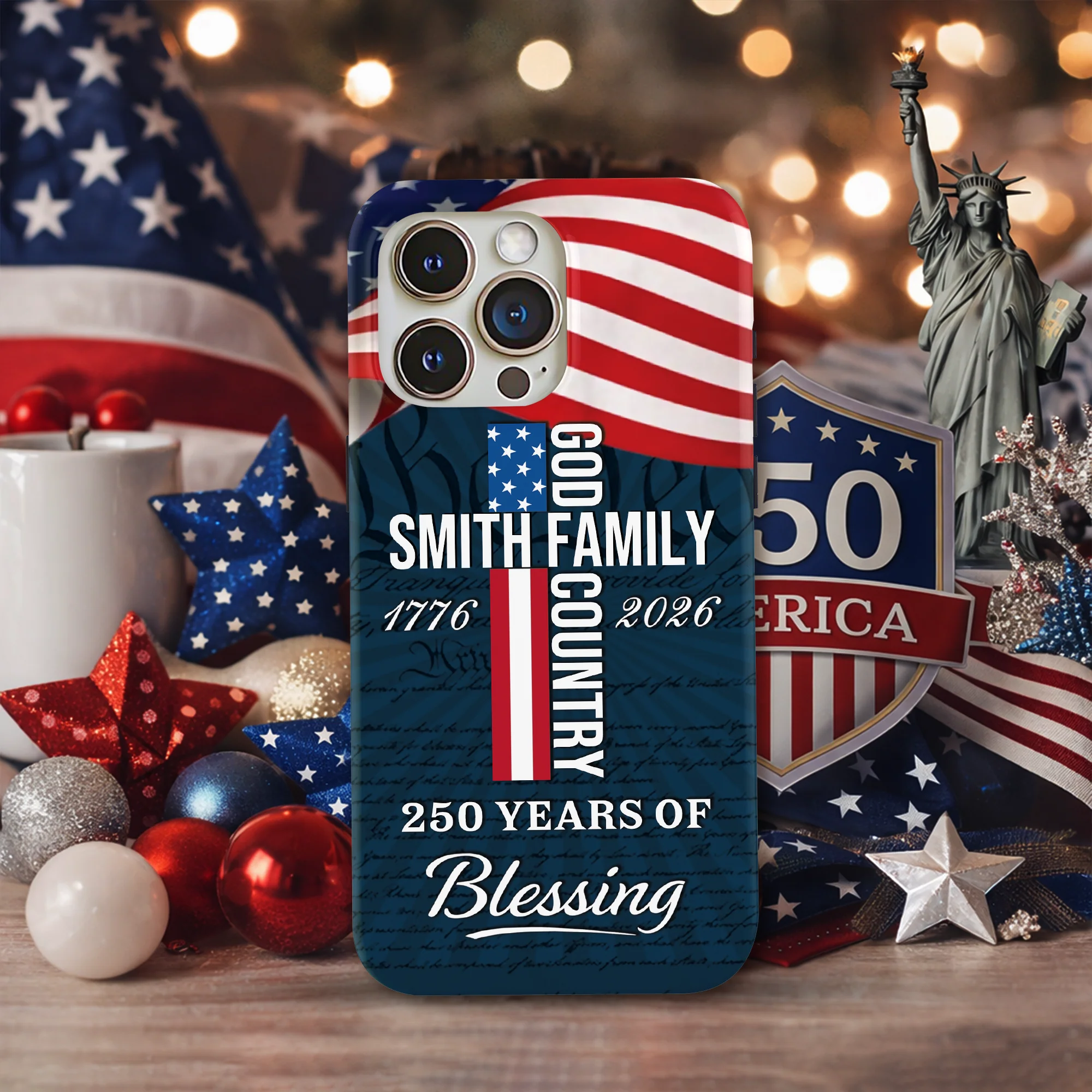 Custom Family Name Patriotic American, 250 Years of Blessing God Phone Case LM32 899021 - Image 3