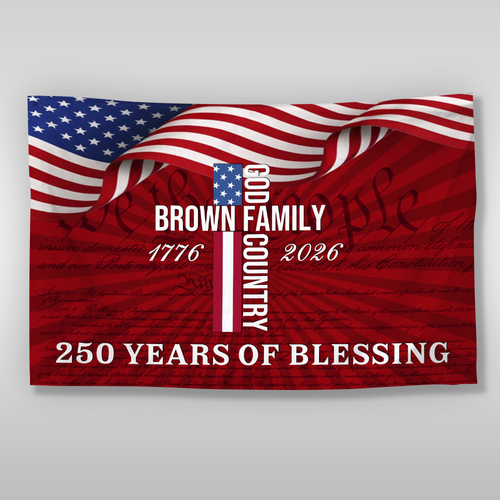 Custom Family Name Patriotic American, 250 Years of Blessing God House Flag LM32 899013 - Image 2
