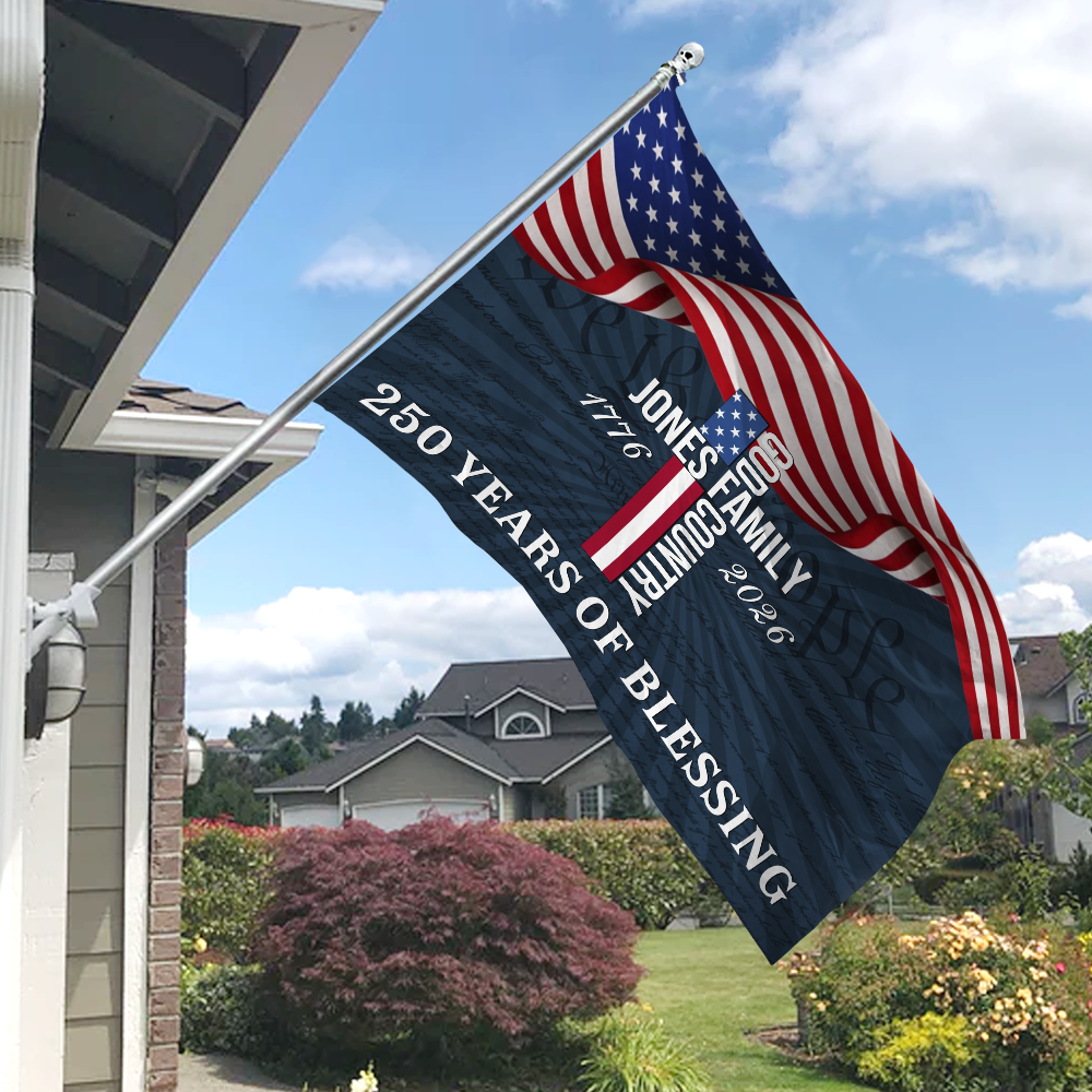 Custom Family Name Patriotic American, 250 Years of Blessing God House Flag LM32 899013 - Image 3