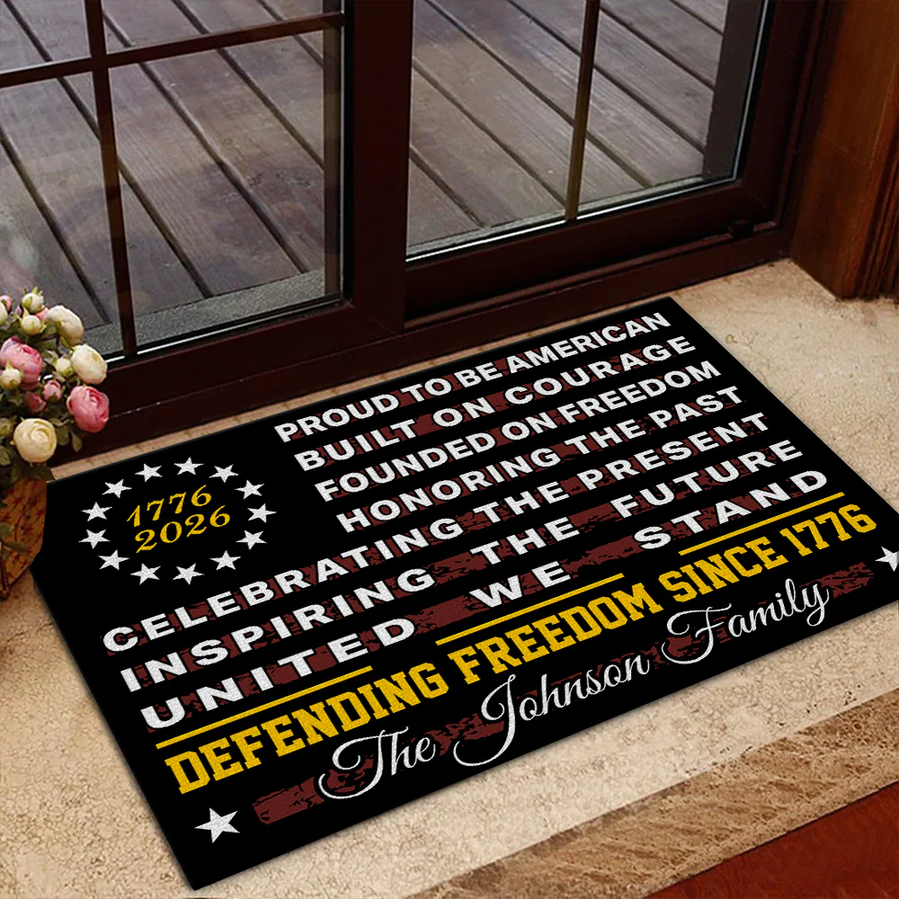 Custom Family Name Proud To Be An America Defending Freedom Since 1776 Doormat LM32 899223 - Image 2