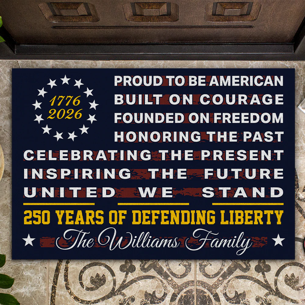 Custom Family Name Proud To Be An America Defending Freedom Since 1776 Doormat LM32 899223 - Image 4
