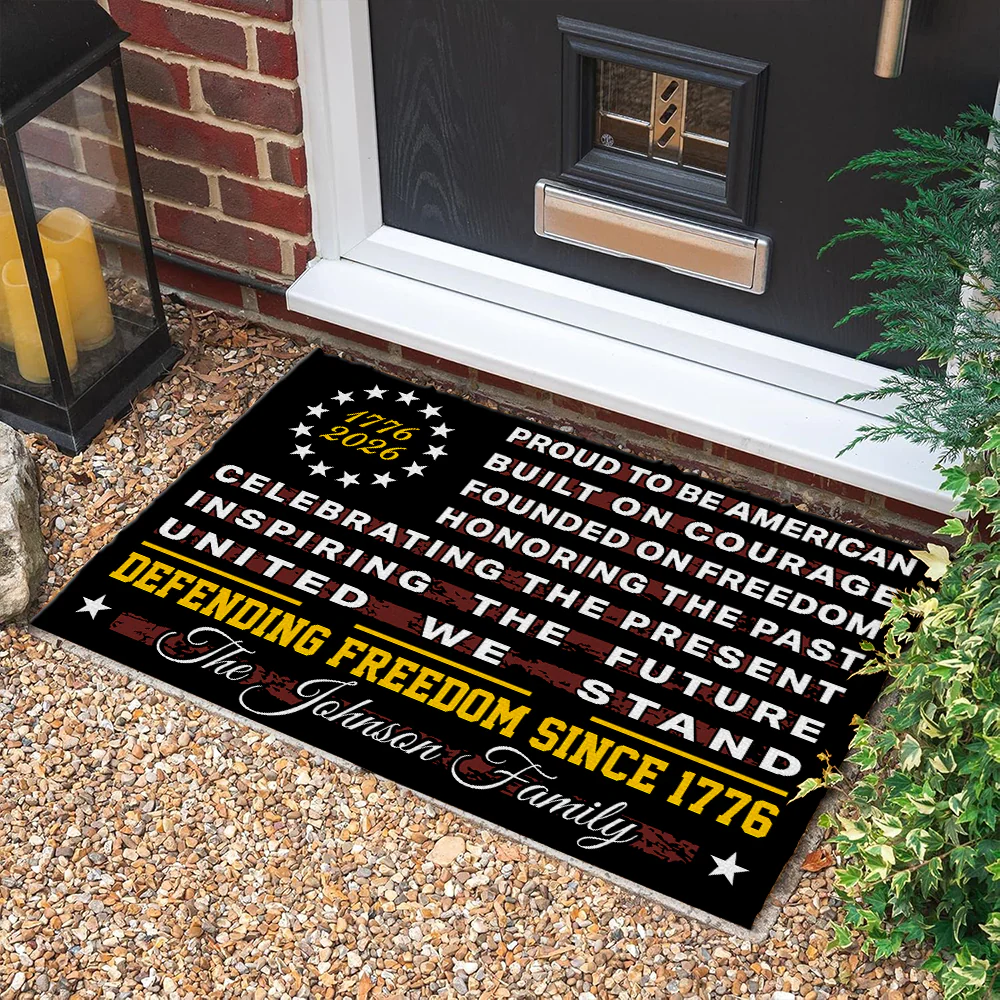 Custom Family Name Proud To Be An America Defending Freedom Since 1776 Doormat LM32 899223 - Image 5