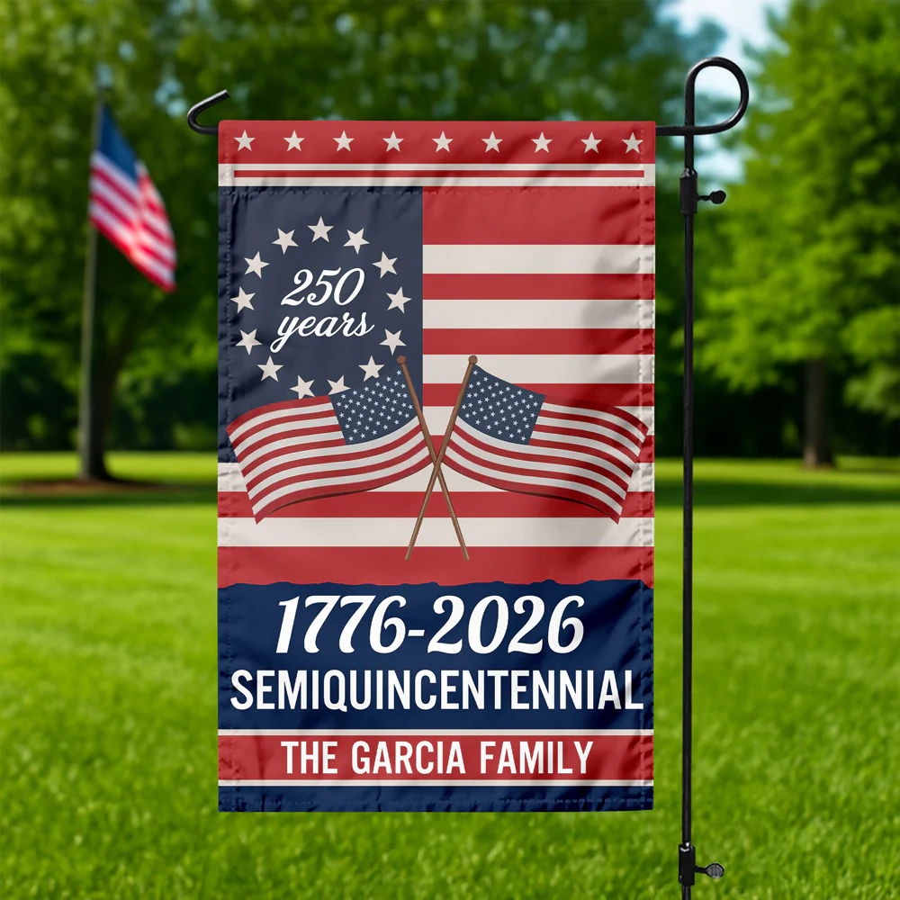 Custom Family Name Semiquincentennial 250th Anniversary Patriotic Garden Flag LM32 895865 - Image 2