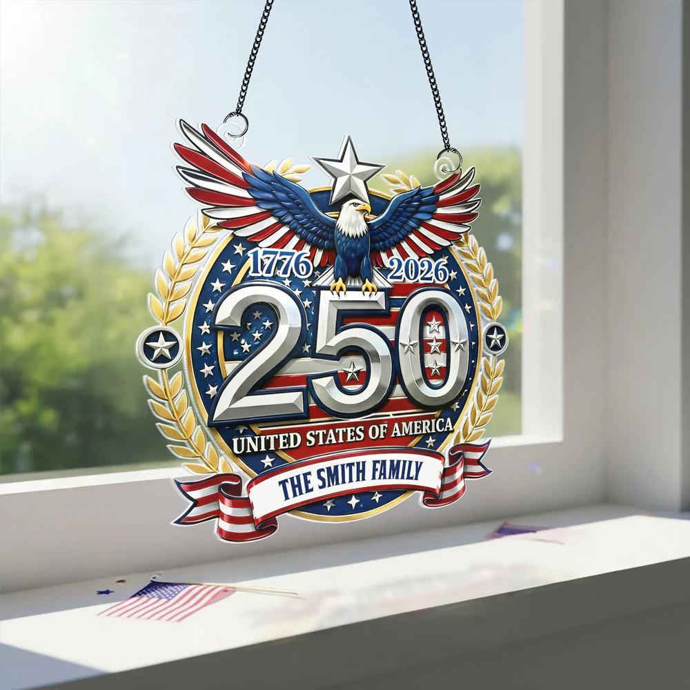 Custom Family Name USA 250th Anniversary Patriotic Acrylic Suncatcher LM32 899279 - Image 3