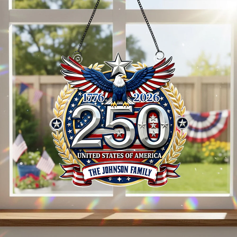 Custom Family Name USA 250th Anniversary Patriotic Acrylic Suncatcher LM32 899279 - Image 5