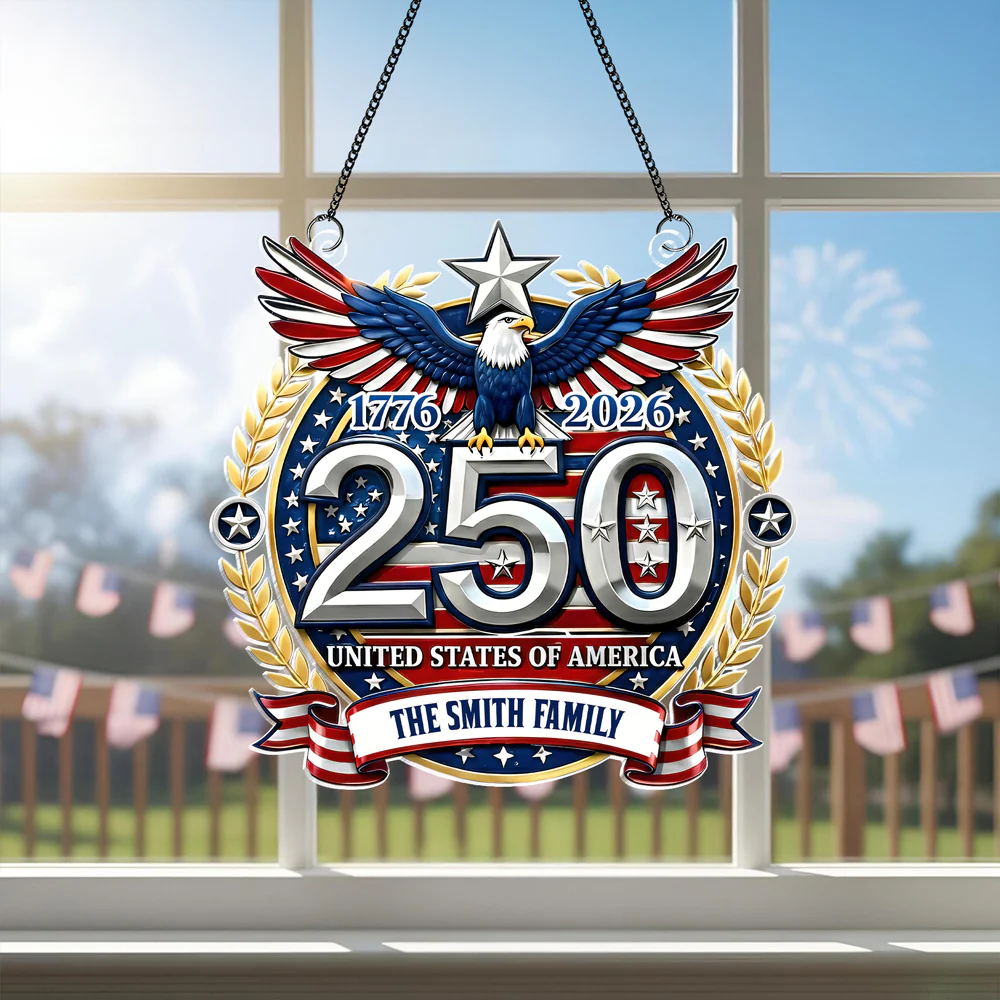 Custom Family Name USA 250th Anniversary Patriotic Acrylic Suncatcher LM32 899279 - Image 6