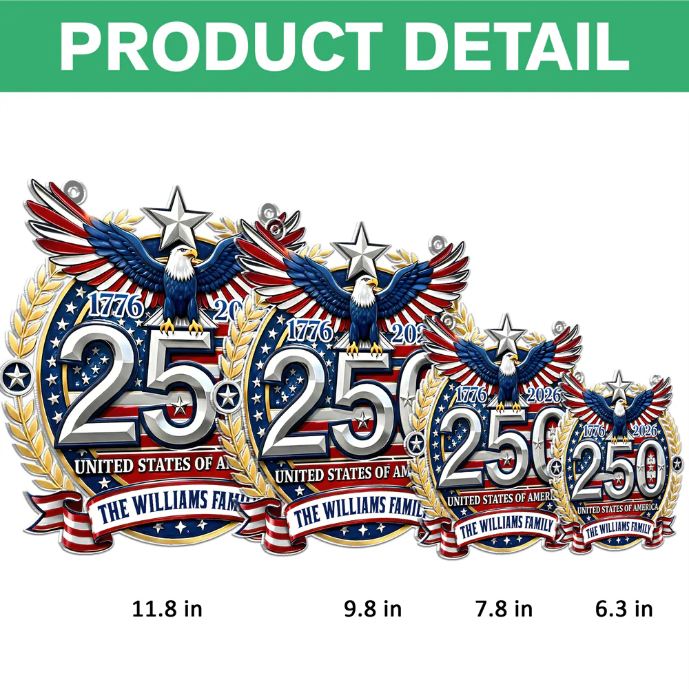 Custom Family Name USA 250th Anniversary Patriotic Acrylic Suncatcher LM32 899279 - Image 7
