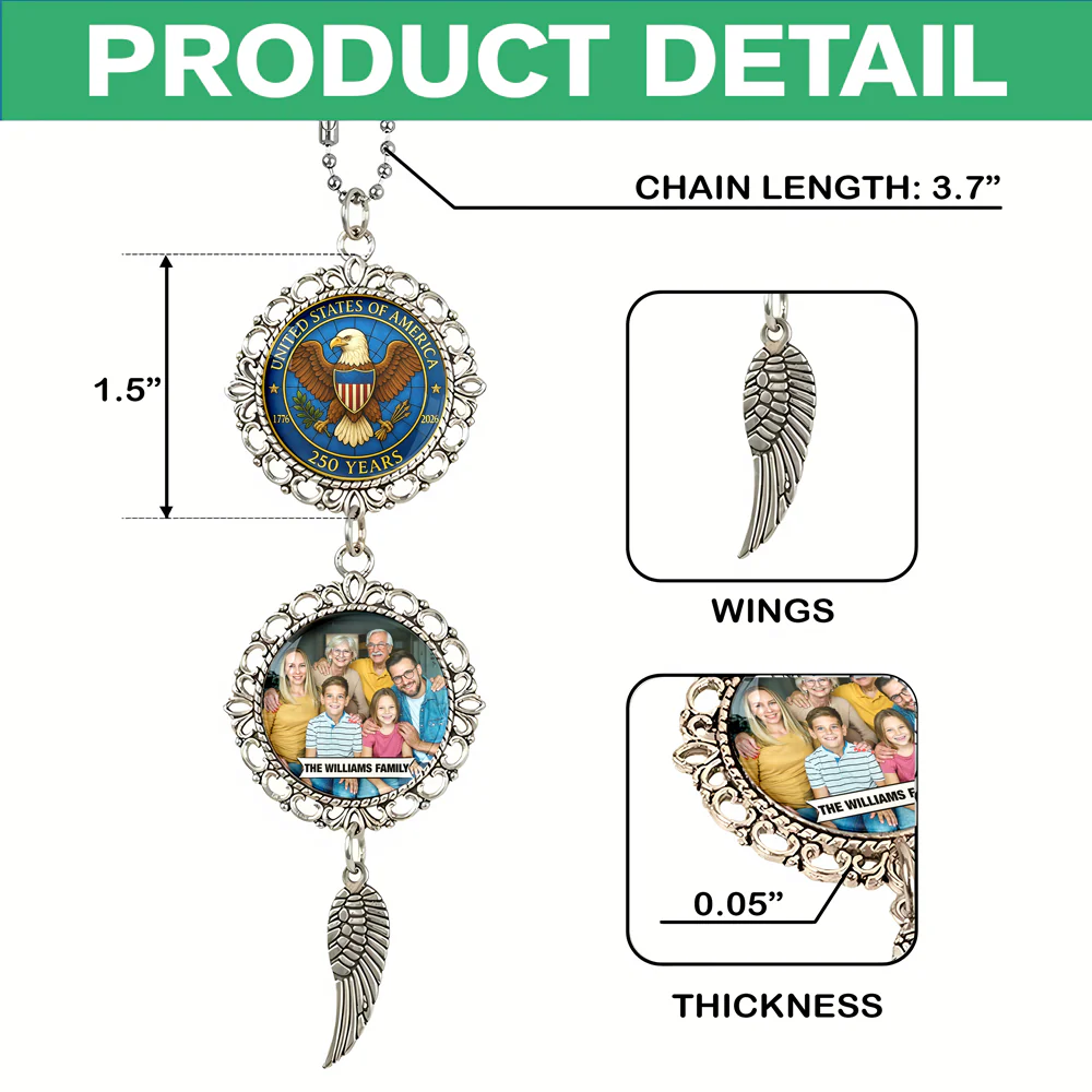 Custom Family Photo 250 Years Of Freedom Hanging Ornament With Charm LM32 897807 - Image 7