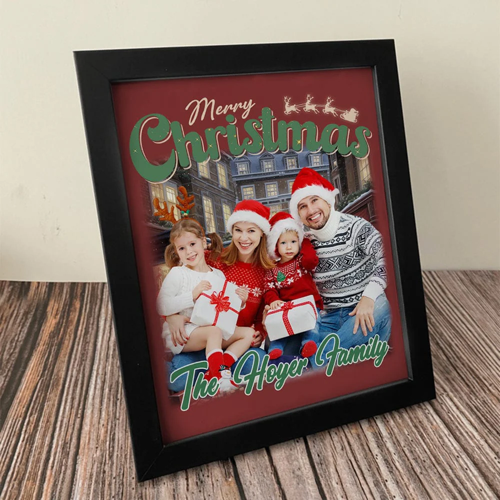 Custom Family Photo and Name Merry Christmas Poster Canvas Picture Frame TH10 891789 - Image 3