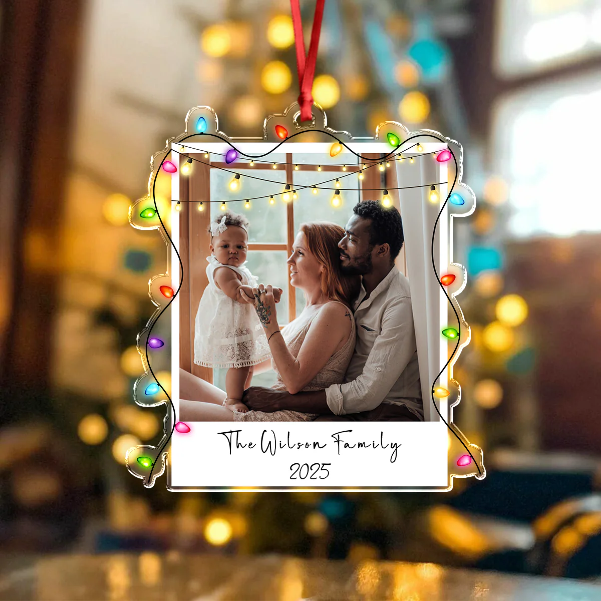 Custom Family Photo Christmas 2025 Light Acrylic Ornament LM32 895741 - Image 4