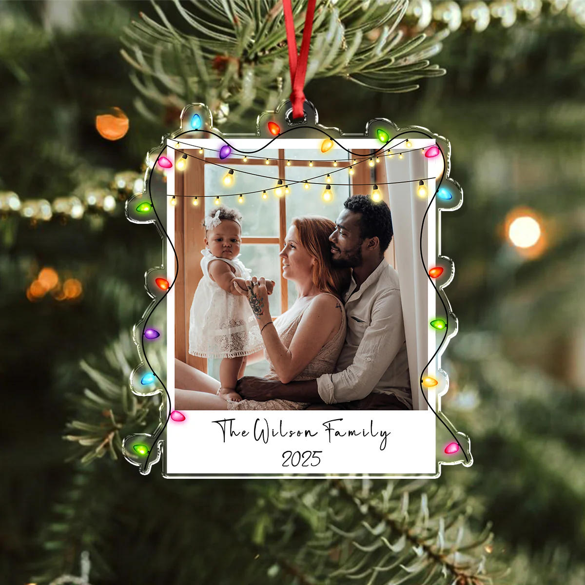 Custom Family Photo Christmas 2025 Light Acrylic Ornament LM32 895741 - Image 6