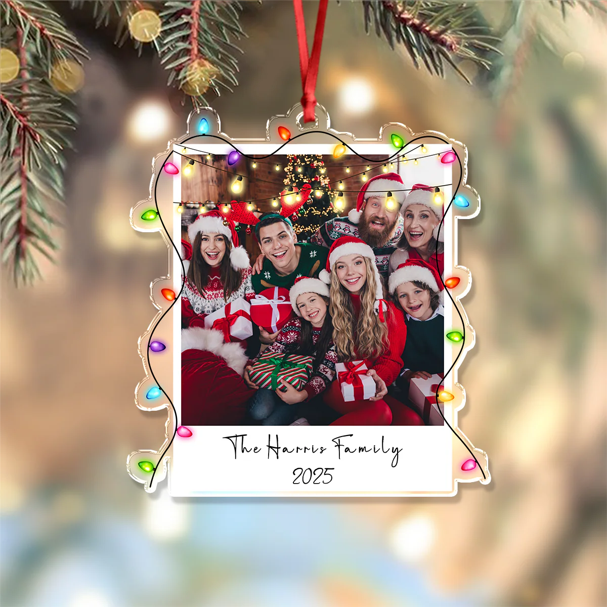 Custom Family Photo Christmas 2025 Light Acrylic Ornament LM32 895741 - Image 7