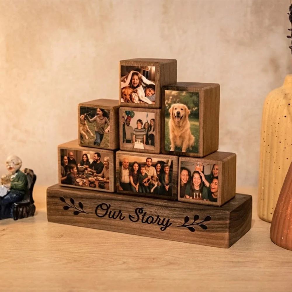 Custom Family Photo Collage Wooden Blocks Set - Gift For Family, Boyfriend, Girlfriend LM32 899177 - Image 2