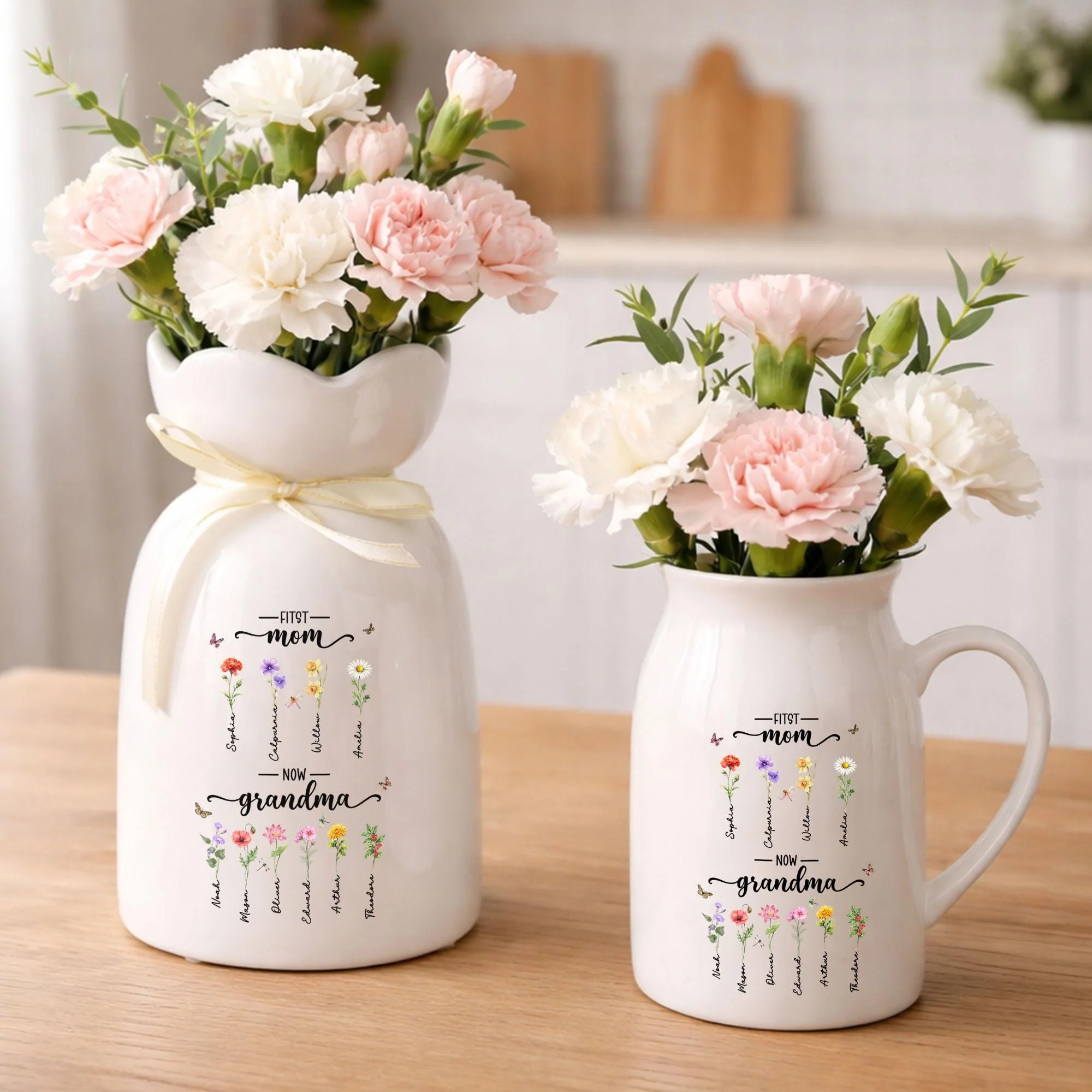 Custom First Mom Now Grandma Birth Month Flower Ceramic Vase LM32 899719 - Image 3