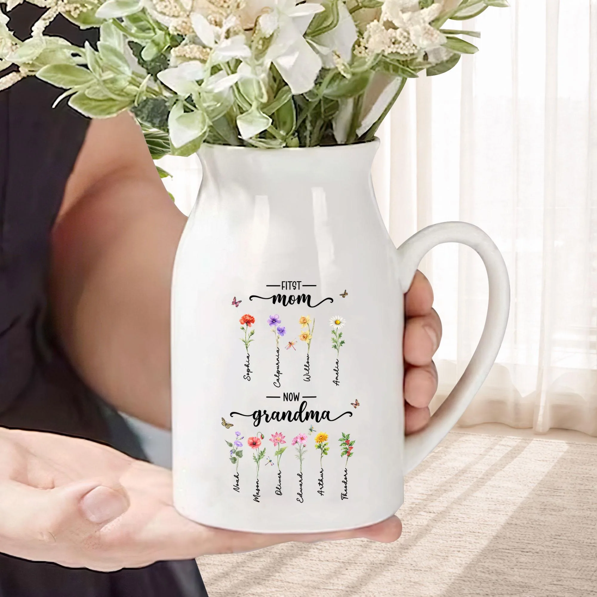 Custom First Mom Now Grandma Birth Month Flower Ceramic Vase LM32 899719 - Image 4