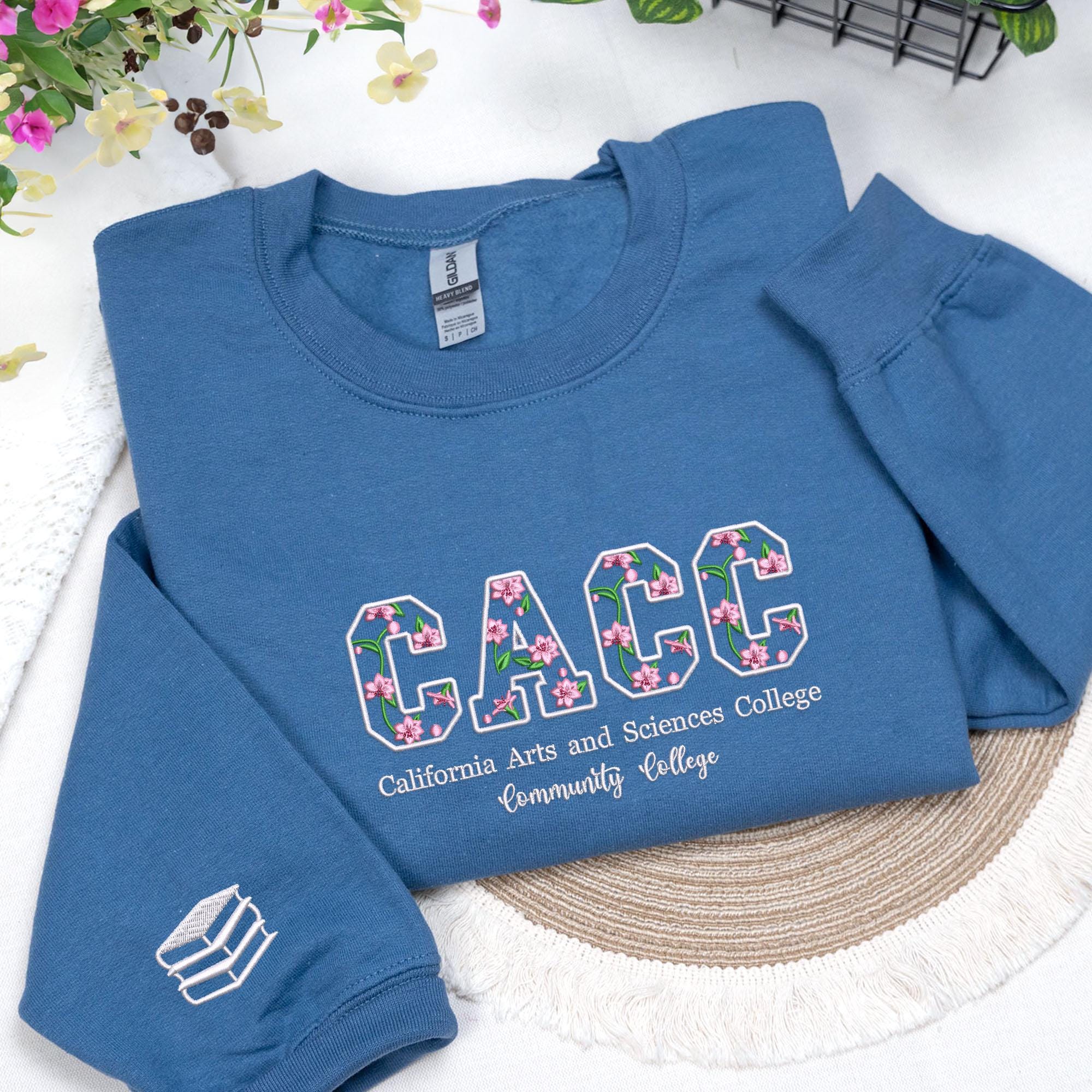 Custom Floral College Sleeve Embroidered Sweatshirt - Graduation or Alumni Gift LM32 899745 - Image 5