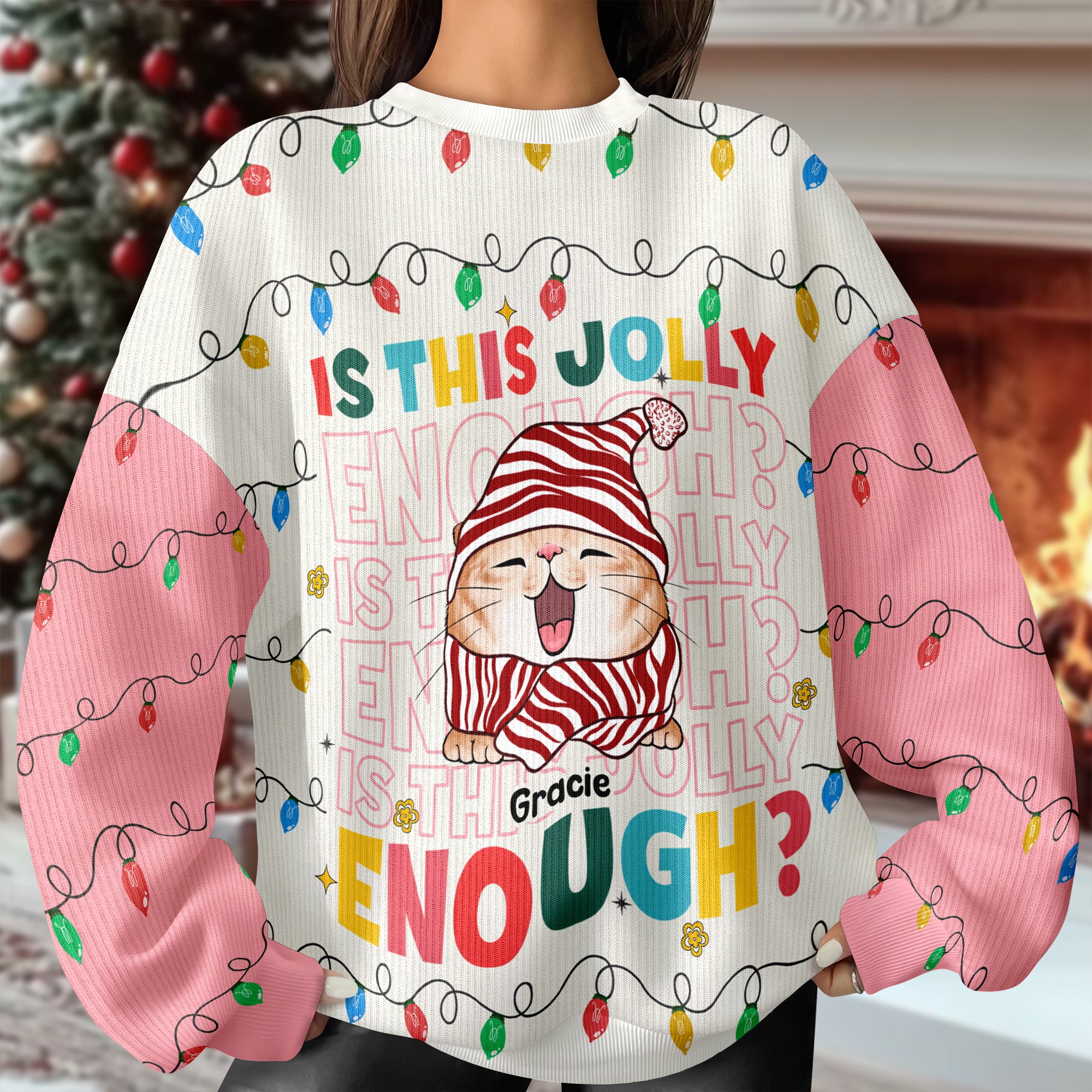 Custom Funny Cat Is This Jolly Enough Christmas Ugly Sweater LM32 895911 - Image 2