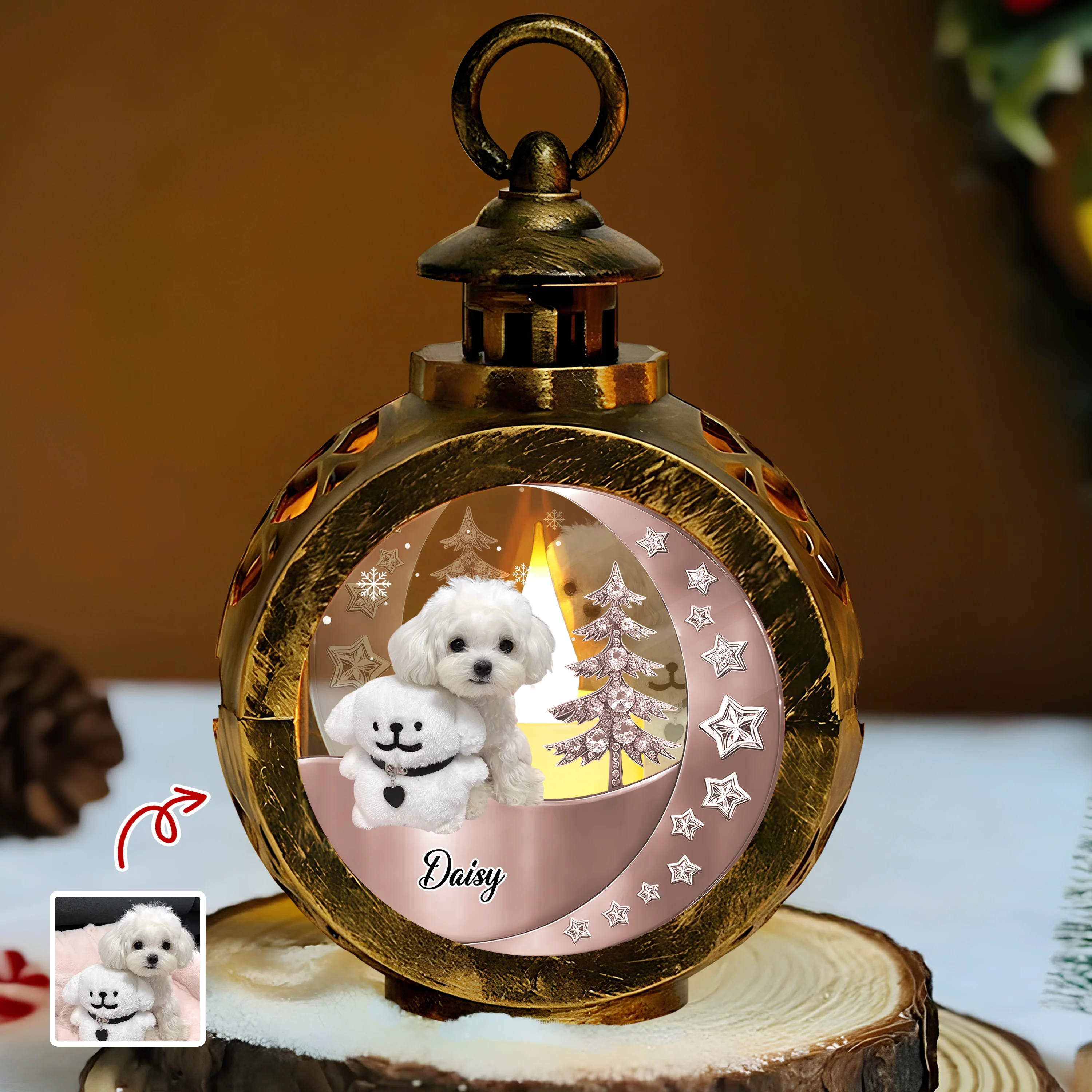 Custom Funny Dog Photo 3D Blink Effect Christmas Lantern Ornament LM32 895787 - Image 6