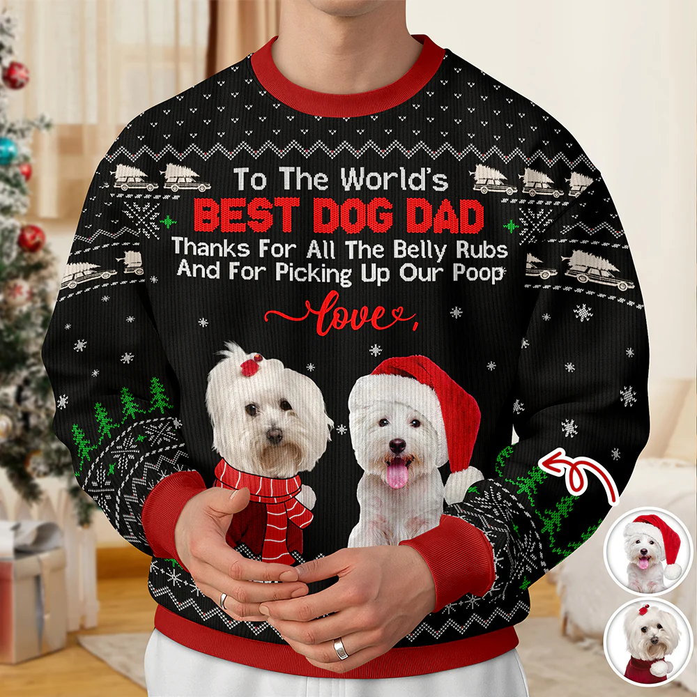 Custom Funny Dog Photo Thank For All The Belly Rubs Ugly Sweater LM32 895577 - Image 3