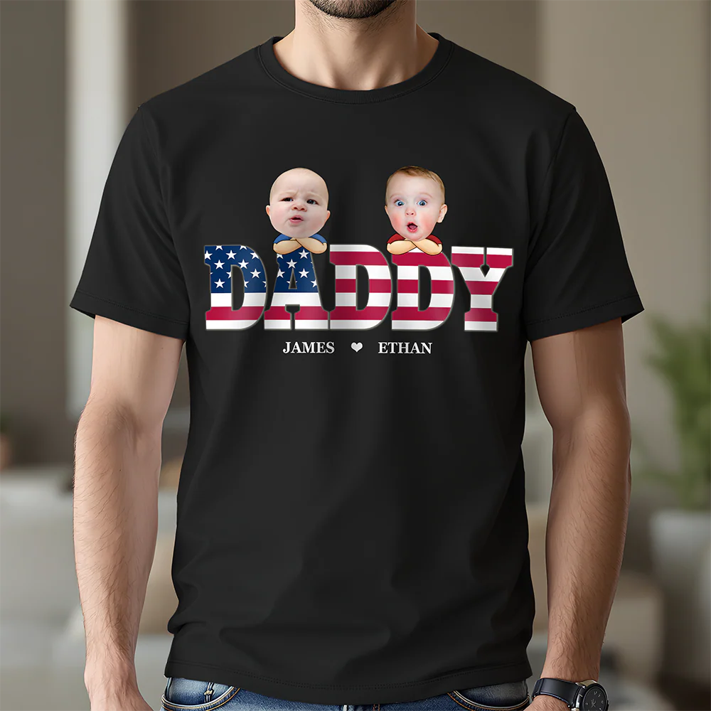 Custom Funny Face American Flag Daddy Family Shirt For Father's Day LM32 893541 - Image 2