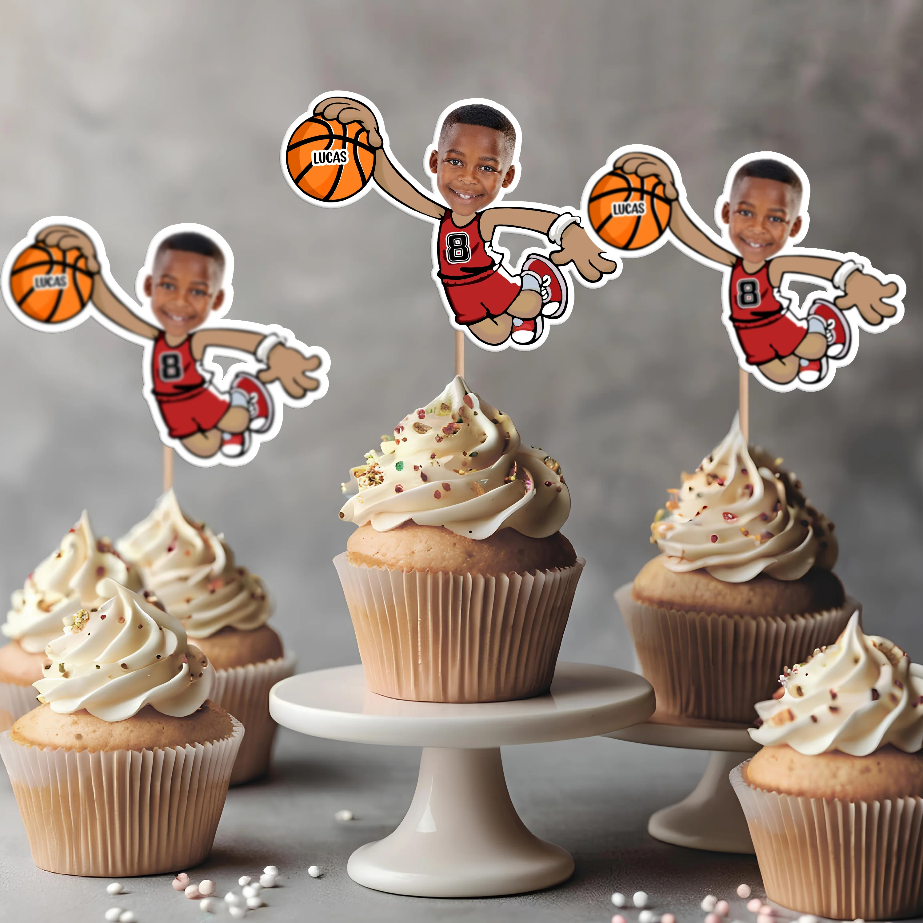 Custom Funny Face Basketball Party Decoration Cupcake Toppers LM32 893187 - Image 6